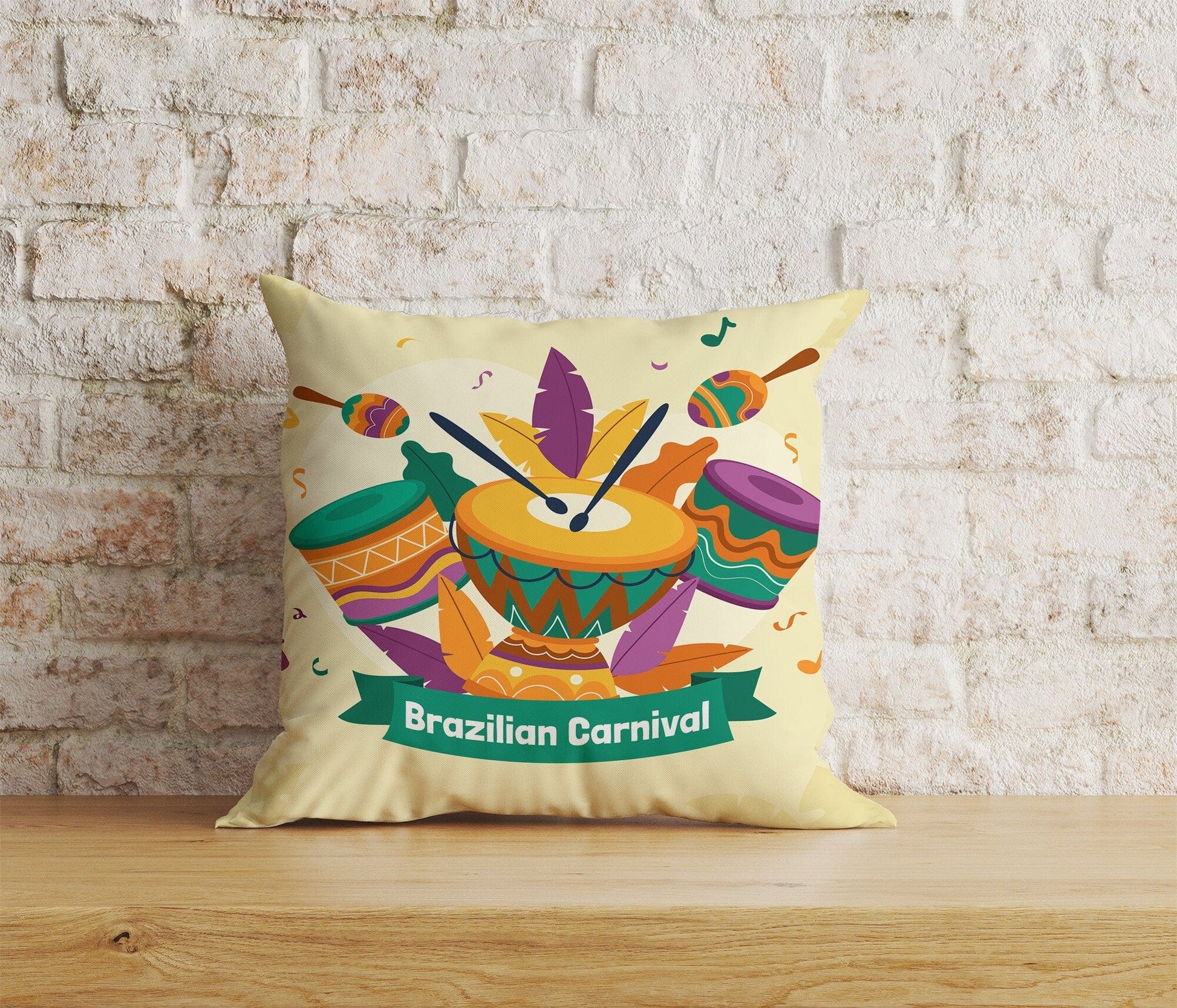 Onay Home Textile Cushion Covers 3 / 12 x 12 inch (30 x 30 cm) Double Side Brasil Carnival Cushion Cover Colorful Mask Throw Cushion