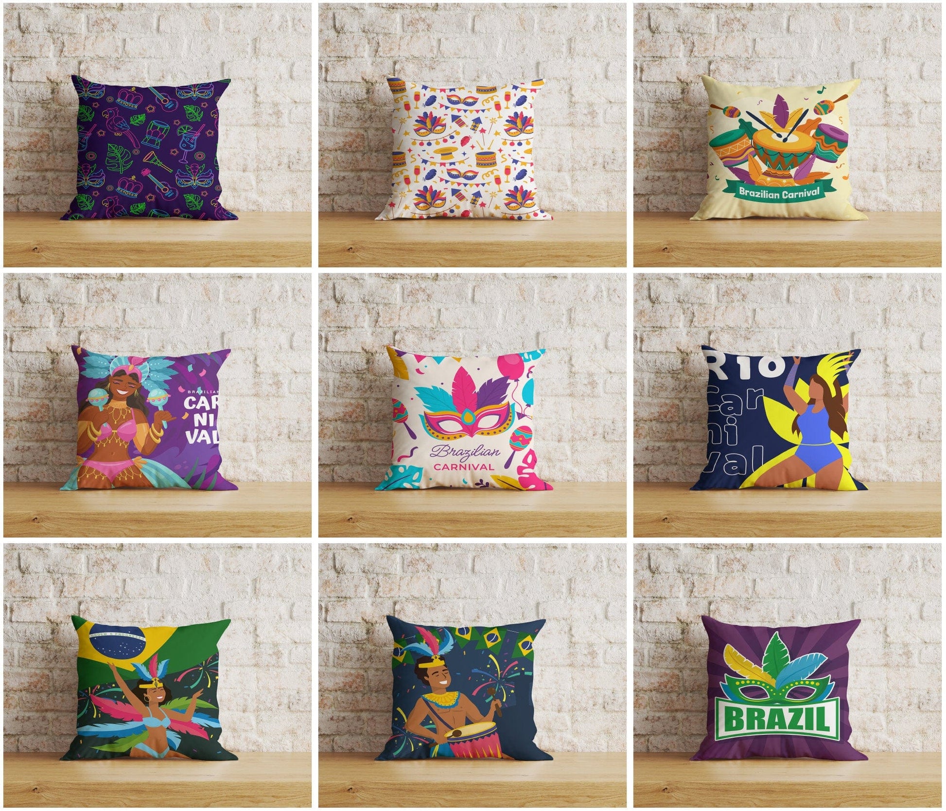 Onay Home Textile Cushion Covers Brasil Carnival Cushion Cover Colorful Mask Throw Cushion