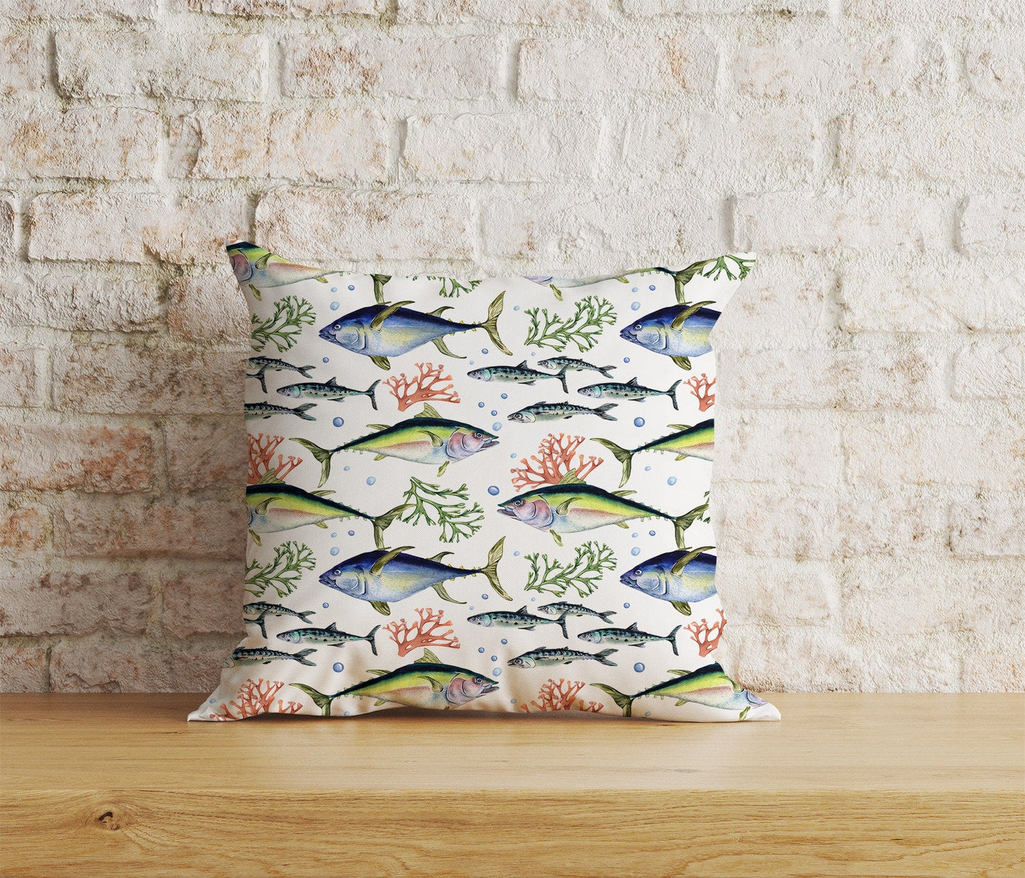 Onay Home Textile Cushion Covers 6 / 12 x 12 inch (30 x 30 cm) Double Side Bright Blue Fish Aquarium Cushion Covers Nautical Ocean