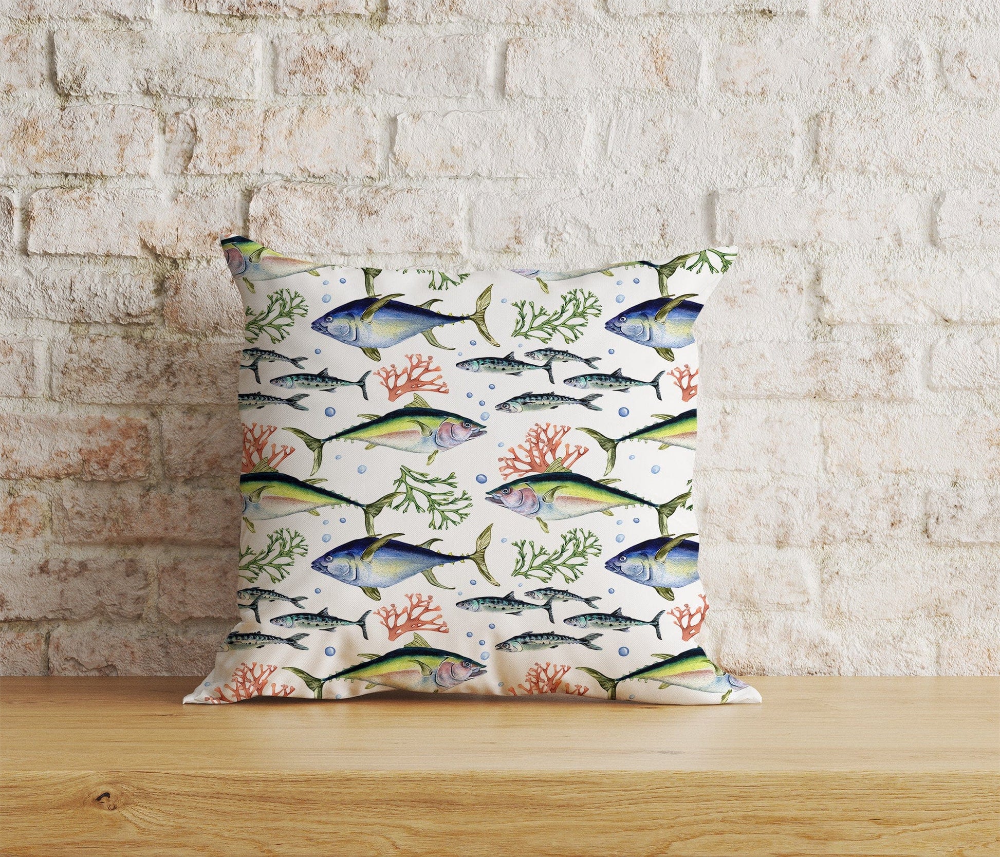 Onay Home Textile Cushion Covers 6 / 12 x 12 inch (30 x 30 cm) Double Side Bright Blue Fish Aquarium Cushion Covers Nautical Ocean