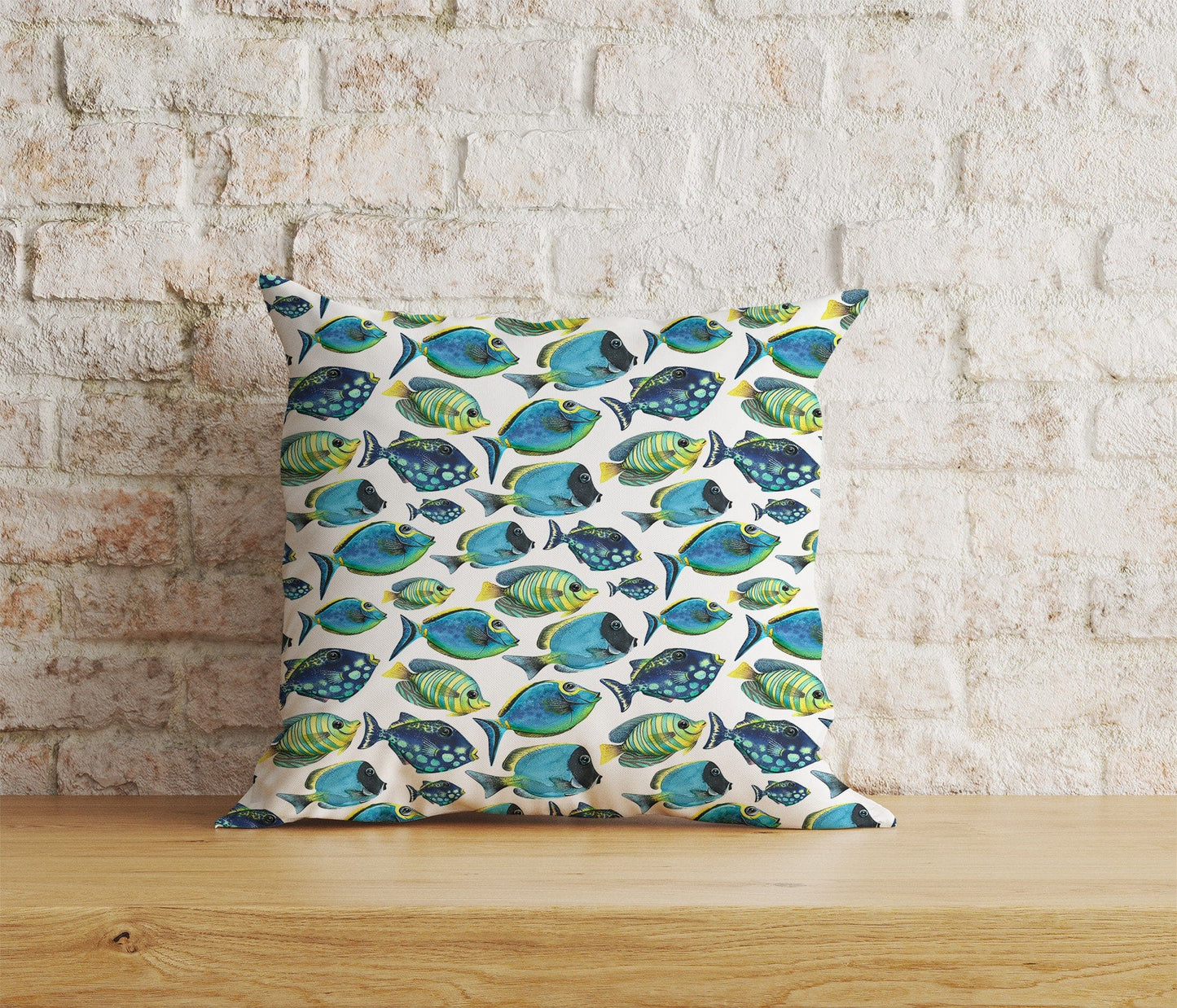 Onay Home Textile Cushion Covers 3 / 12 x 12 inch (30 x 30 cm) Double Side Bright Blue Fish Aquarium Cushion Covers Nautical Ocean