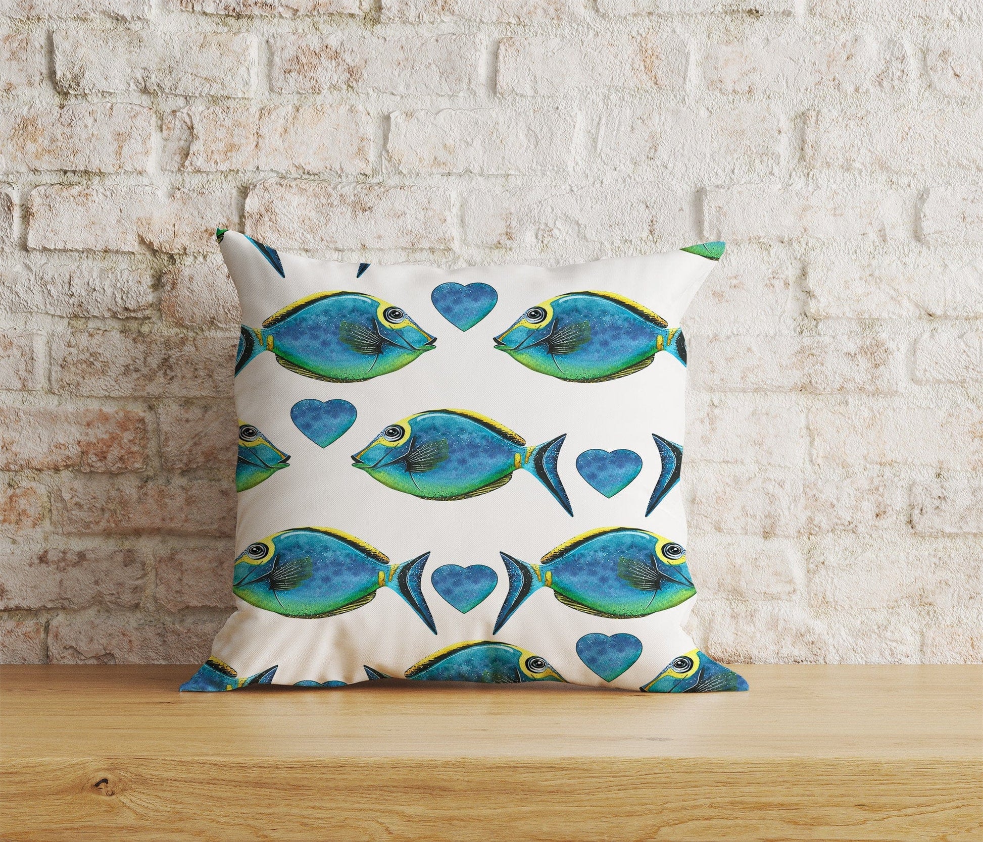 Onay Home Textile Cushion Covers 1 / 12 x 12 inch (30 x 30 cm) Double Side Bright Blue Fish Aquarium Cushion Covers Nautical Ocean