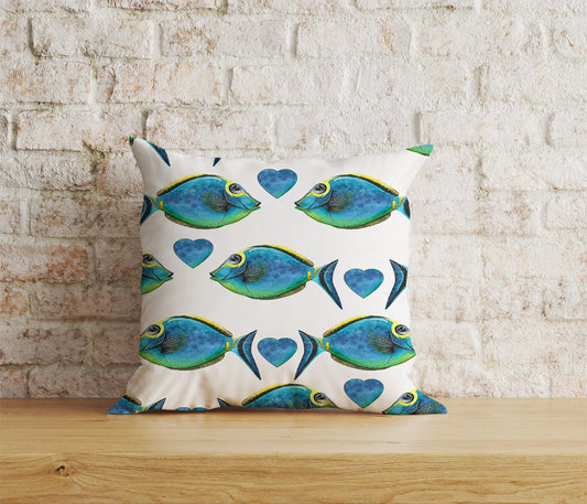 Onay Home Textile Cushion Covers 1 / 12 x 12 inch (30 x 30 cm) Double Side Bright Blue Fish Aquarium Cushion Covers Nautical Ocean