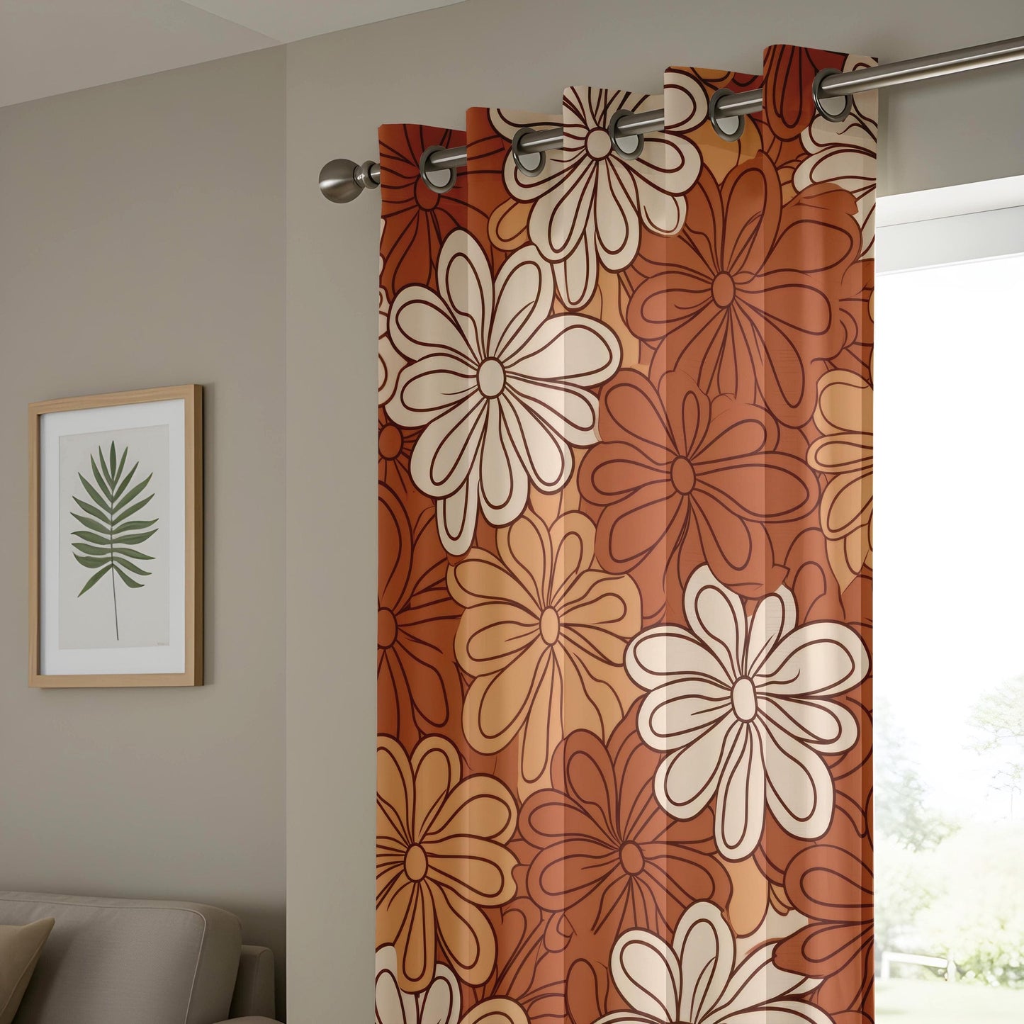 Onay Brown Floral Curtains with Elegant Design, Cozy and Stylish Print Drapes