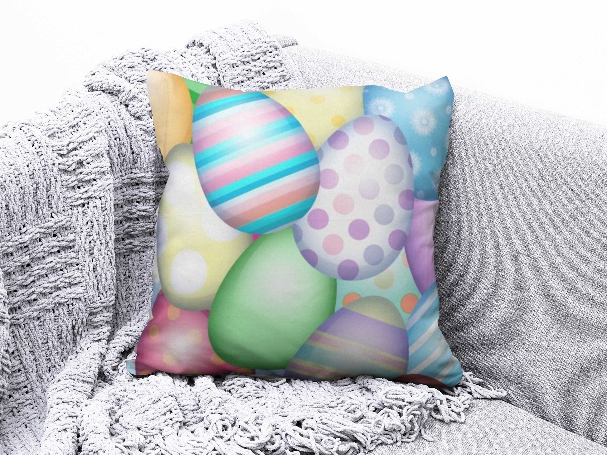 Onay 7 / 12 x 12 inch (30 x 30 cm) Double Side Bunny Inside Wreath Cushion Covers Happy Easter Cushion Case