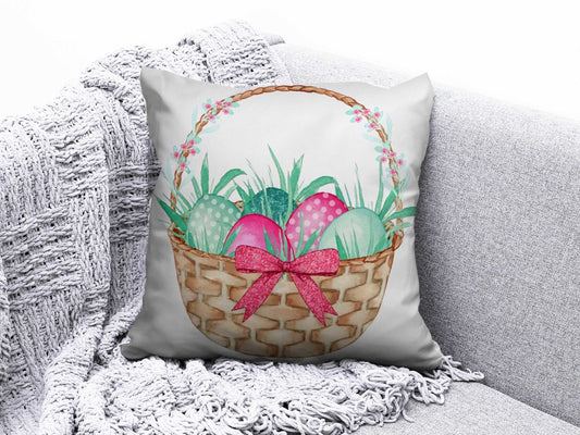 Onay 1 / 12 x 12 inch (30 x 30 cm) Double Side Bunny Inside Wreath Cushion Covers Happy Easter Cushion Case