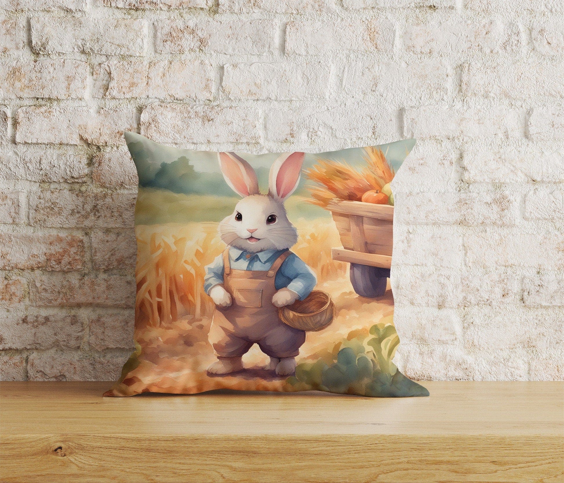 Onay Home Textile Cushion Covers 9 / 12 x 12 inch (30 x 30 cm) Double Side Bunny Rabbit Cushion Covers Bunny Vintage Pillow Sham