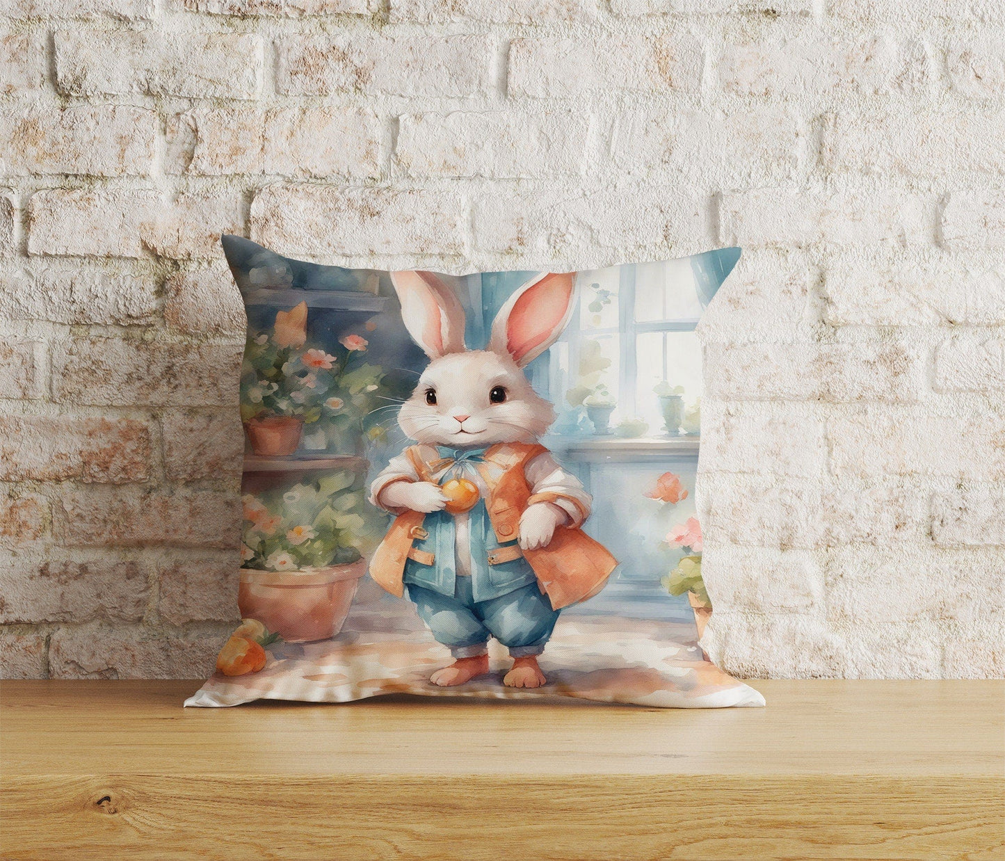 Onay Home Textile Cushion Covers 8 / 12 x 12 inch (30 x 30 cm) Double Side Bunny Rabbit Cushion Covers Bunny Vintage Pillow Sham