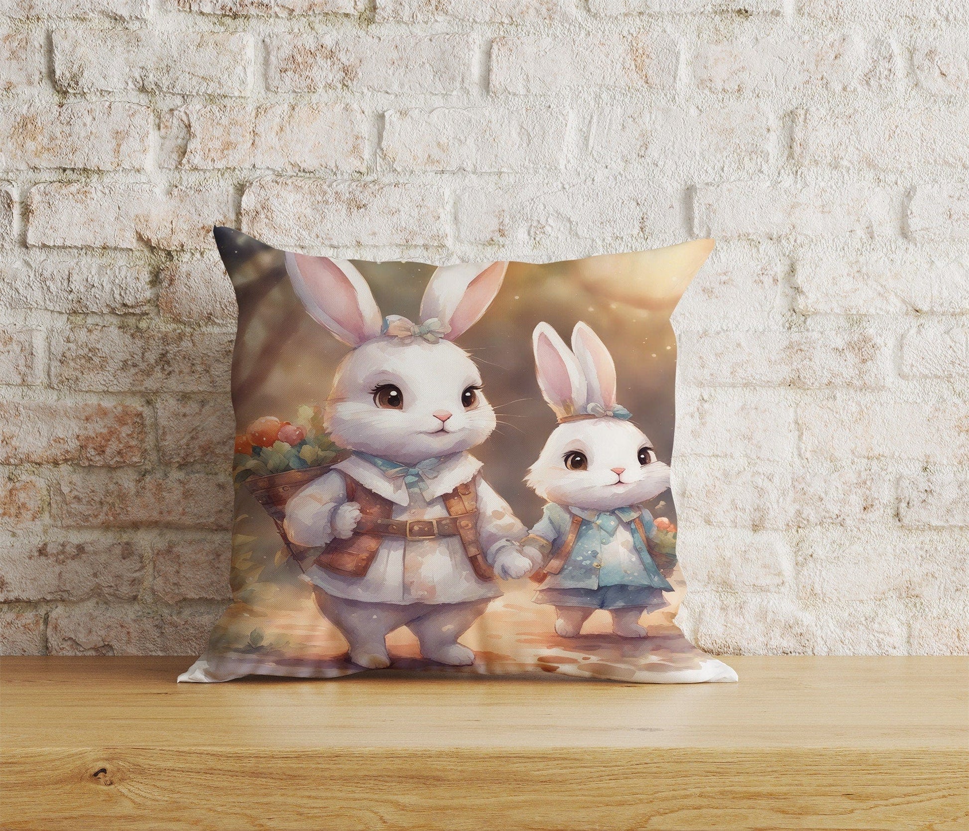 Onay Home Textile Cushion Covers 5 / 12 x 12 inch (30 x 30 cm) Double Side Bunny Rabbit Cushion Covers Bunny Vintage Pillow Sham