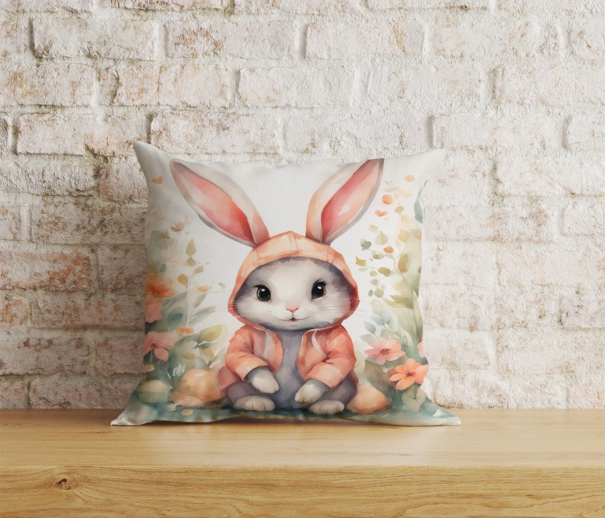 Onay Home Textile Cushion Covers 4 / 12 x 12 inch (30 x 30 cm) Double Side Bunny Rabbit Cushion Covers Bunny Vintage Pillow Sham