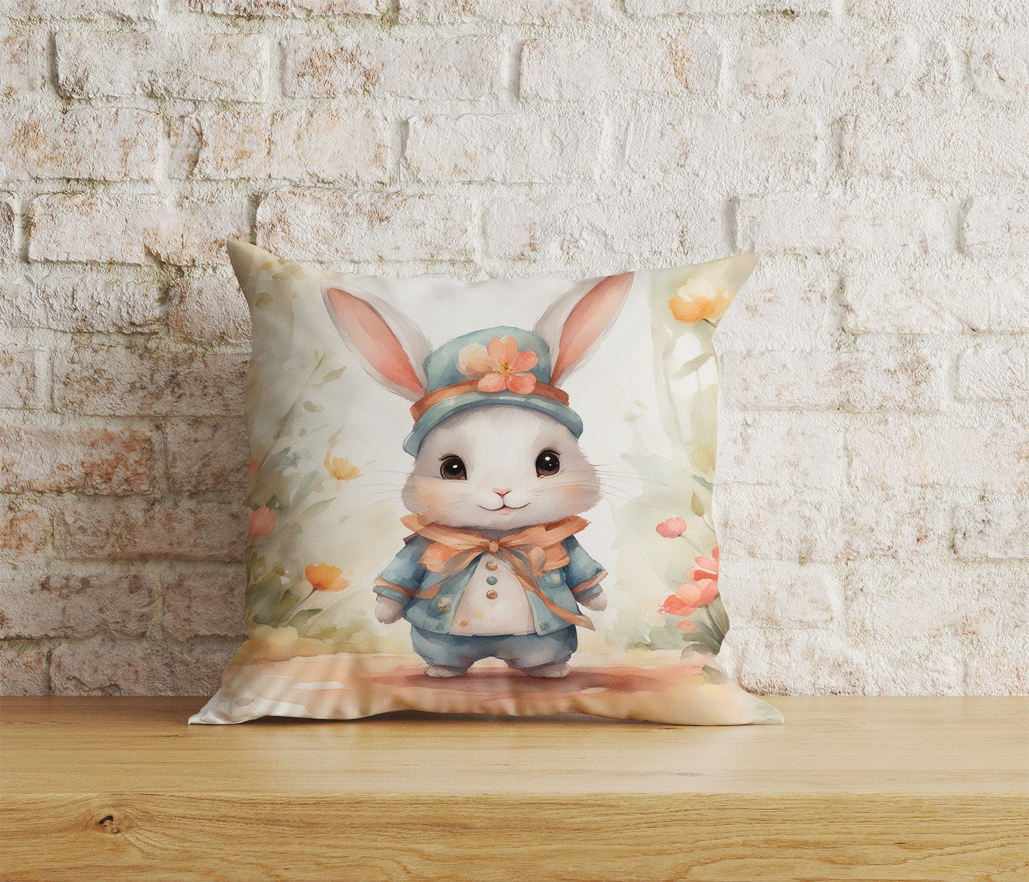 Onay Home Textile Cushion Covers 3 / 12 x 12 inch (30 x 30 cm) Double Side Bunny Rabbit Cushion Covers Bunny Vintage Pillow Sham