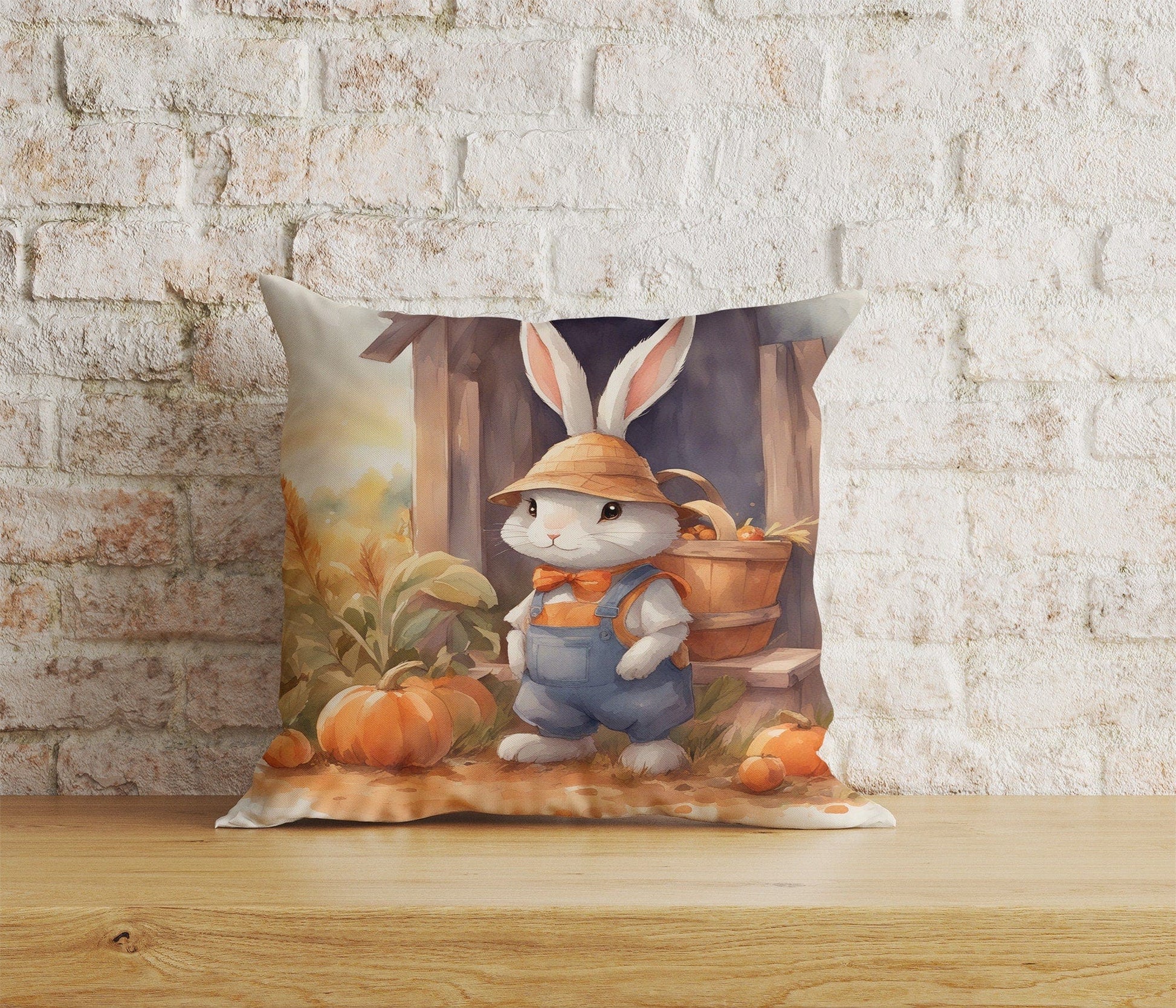 Onay Home Textile Cushion Covers 2 / 12 x 12 inch (30 x 30 cm) Double Side Bunny Rabbit Cushion Covers Bunny Vintage Pillow Sham