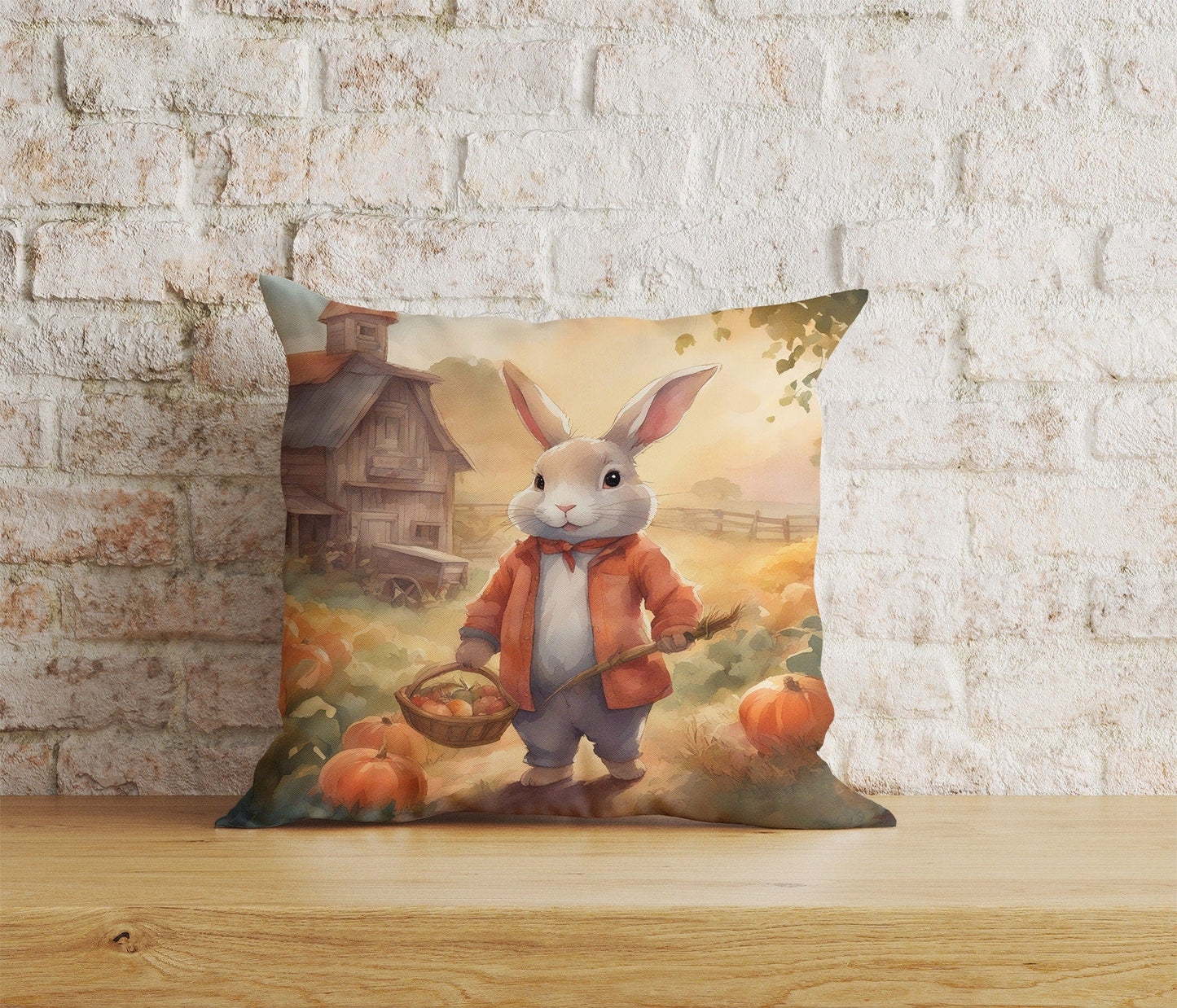 Onay Home Textile Cushion Covers 1 / 12 x 12 inch (30 x 30 cm) Double Side Bunny Rabbit Cushion Covers Bunny Vintage Pillow Sham
