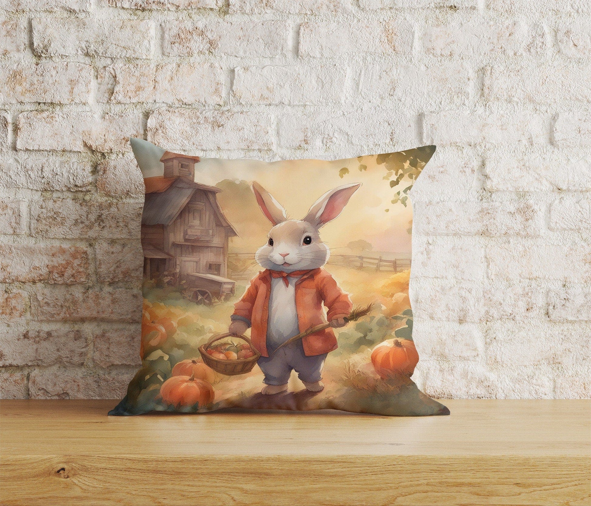 Onay Home Textile Cushion Covers 1 / 12 x 12 inch (30 x 30 cm) Double Side Bunny Rabbit Cushion Covers Bunny Vintage Pillow Sham