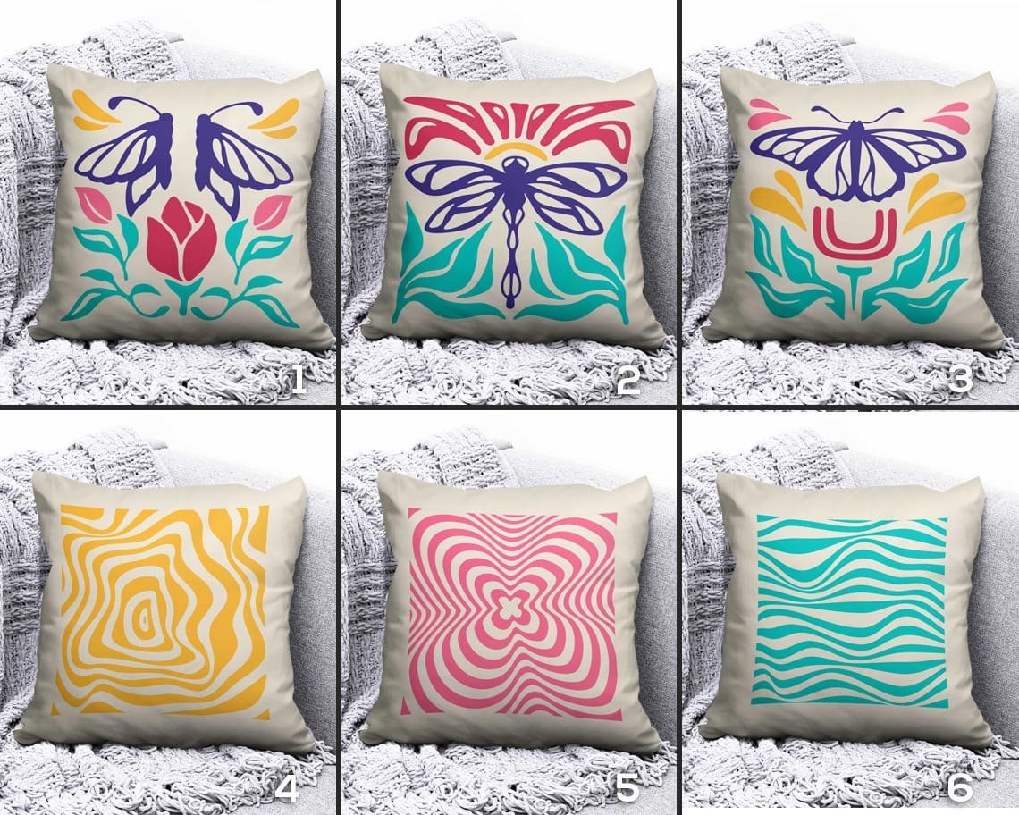 Onay Cushion Covers Butterfly Cushion Cover Dragonfly Cushion Case Striped Throw Pillow