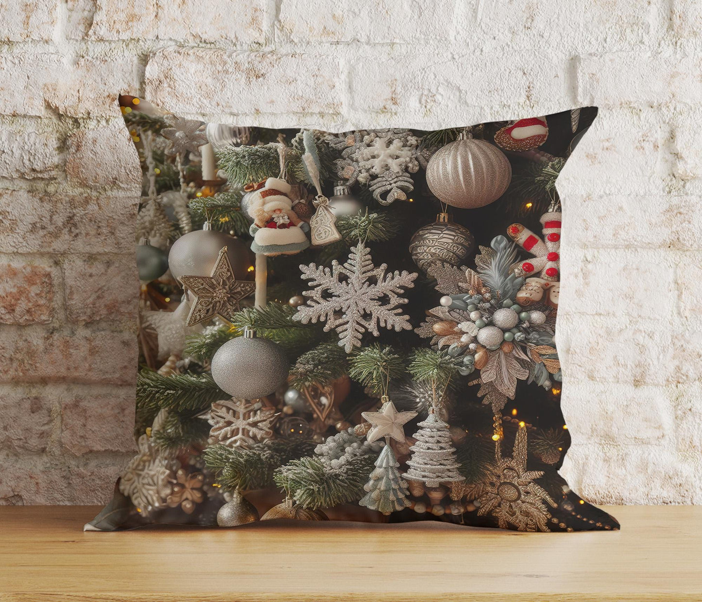 Onay 2 / 12 x 12 inch (30 x 30 cm) Double Side Candy Cane Xmas Sweet Candy and Snowflake Cushion Covers