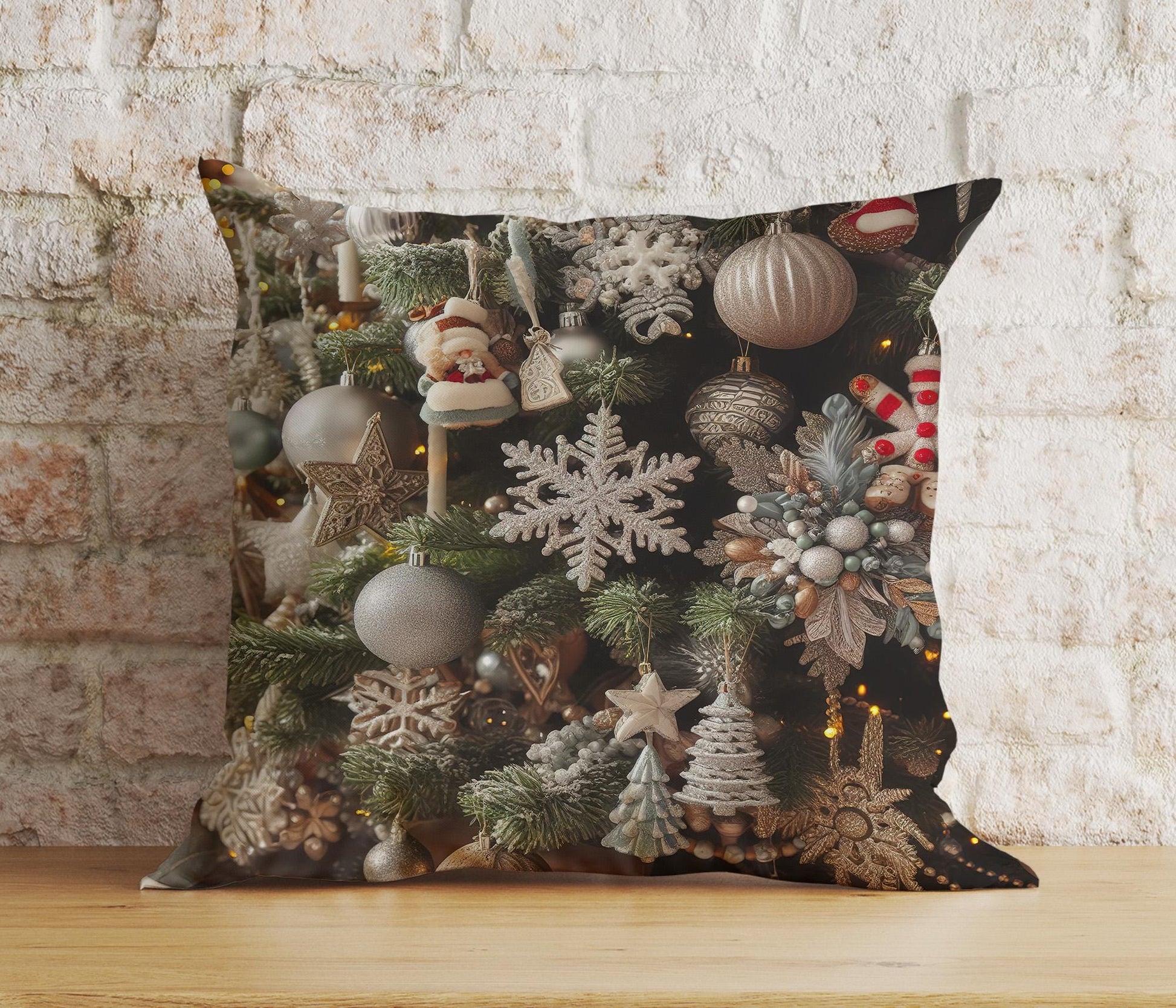 Onay 2 / 12 x 12 inch (30 x 30 cm) Double Side Candy Cane Xmas Sweet Candy and Snowflake Cushion Covers