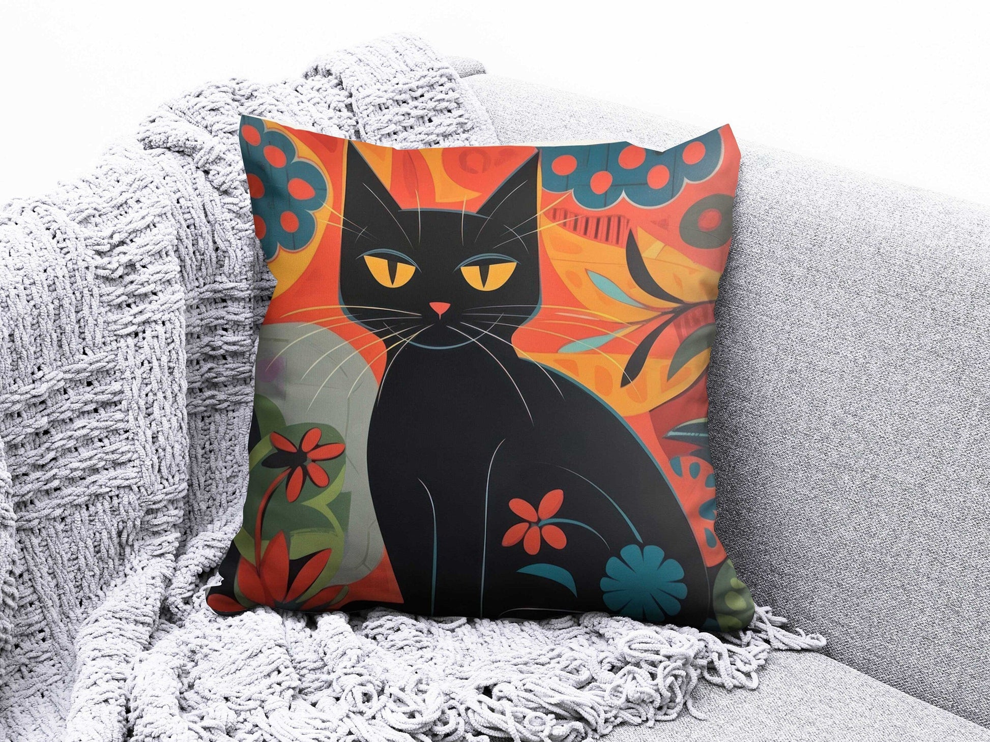 Onay 4 / 12 x 12 inch (30 x 30 cm) Double Side Cat and Dog Cushion Cover Siamese Cat Cartoon Pillow Covers