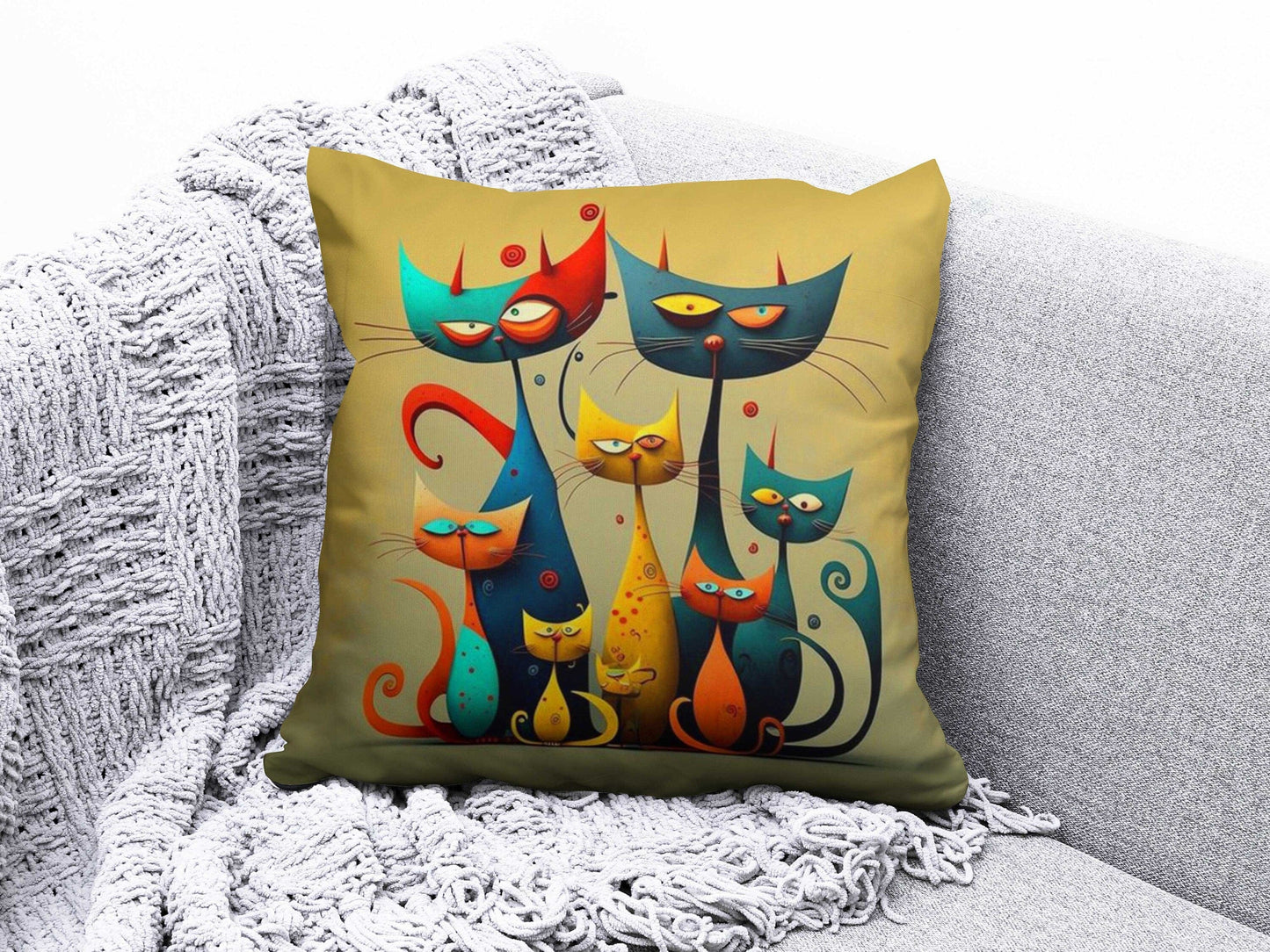 Onay 1 / 12 x 12 inch (30 x 30 cm) Double Side Cat and Dog Cushion Cover Siamese Cat Cartoon Pillow Covers