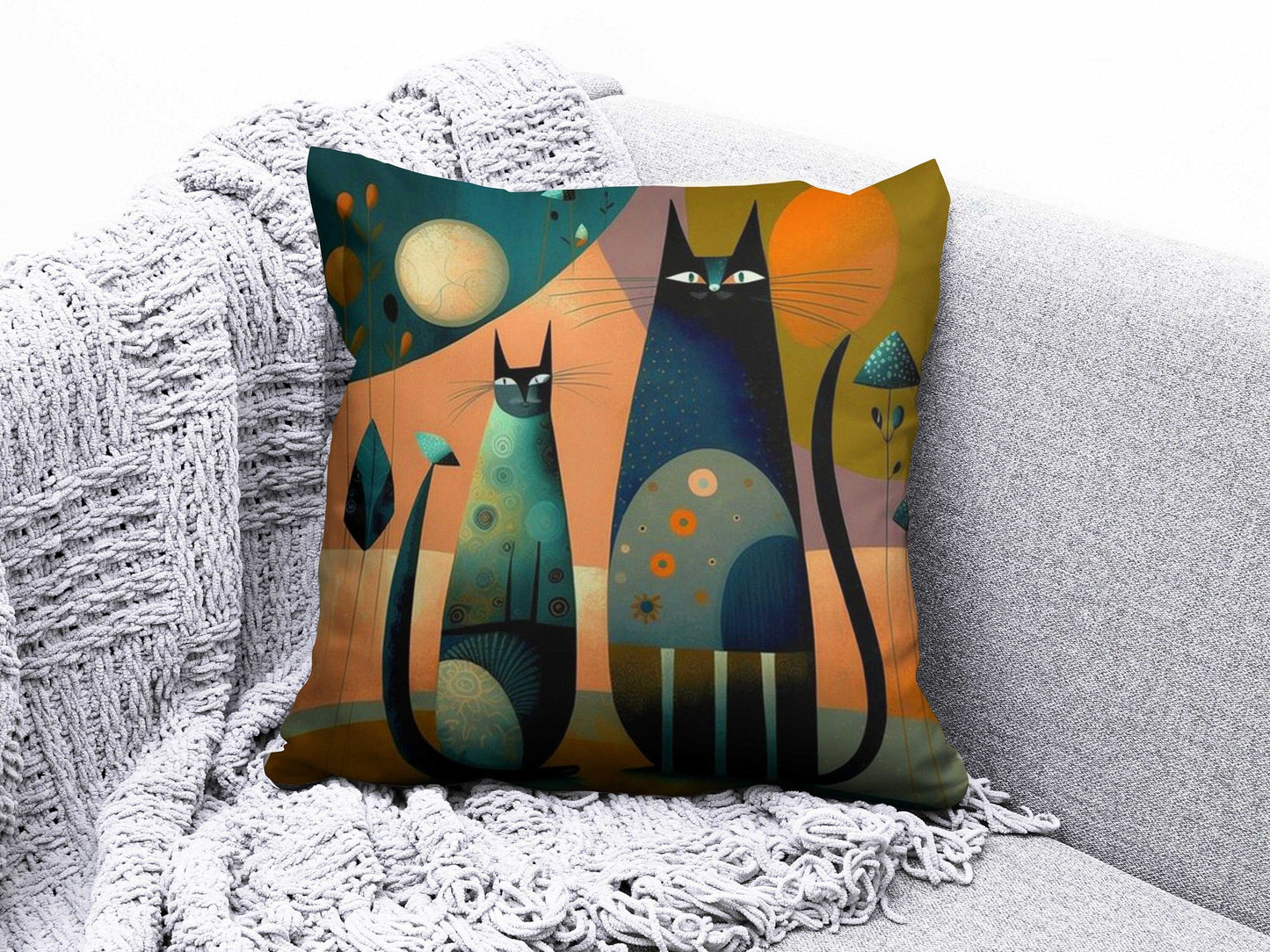 Onay 2 / 12 x 12 inch (30 x 30 cm) Double Side Cat and Dog Cushion Cover Siamese Cat Cartoon Pillow Covers