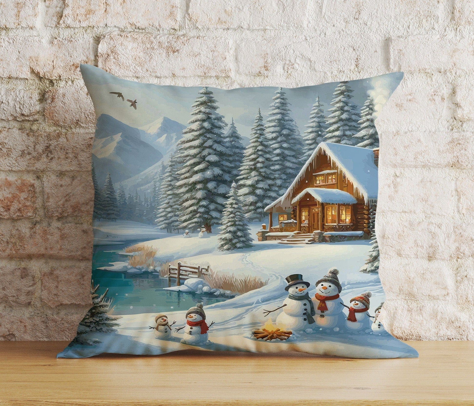 Onay 9 / 12 x 12 inch (30 x 30 cm) Double Side Charming Christmas Village Festive Decor Cushion Covers