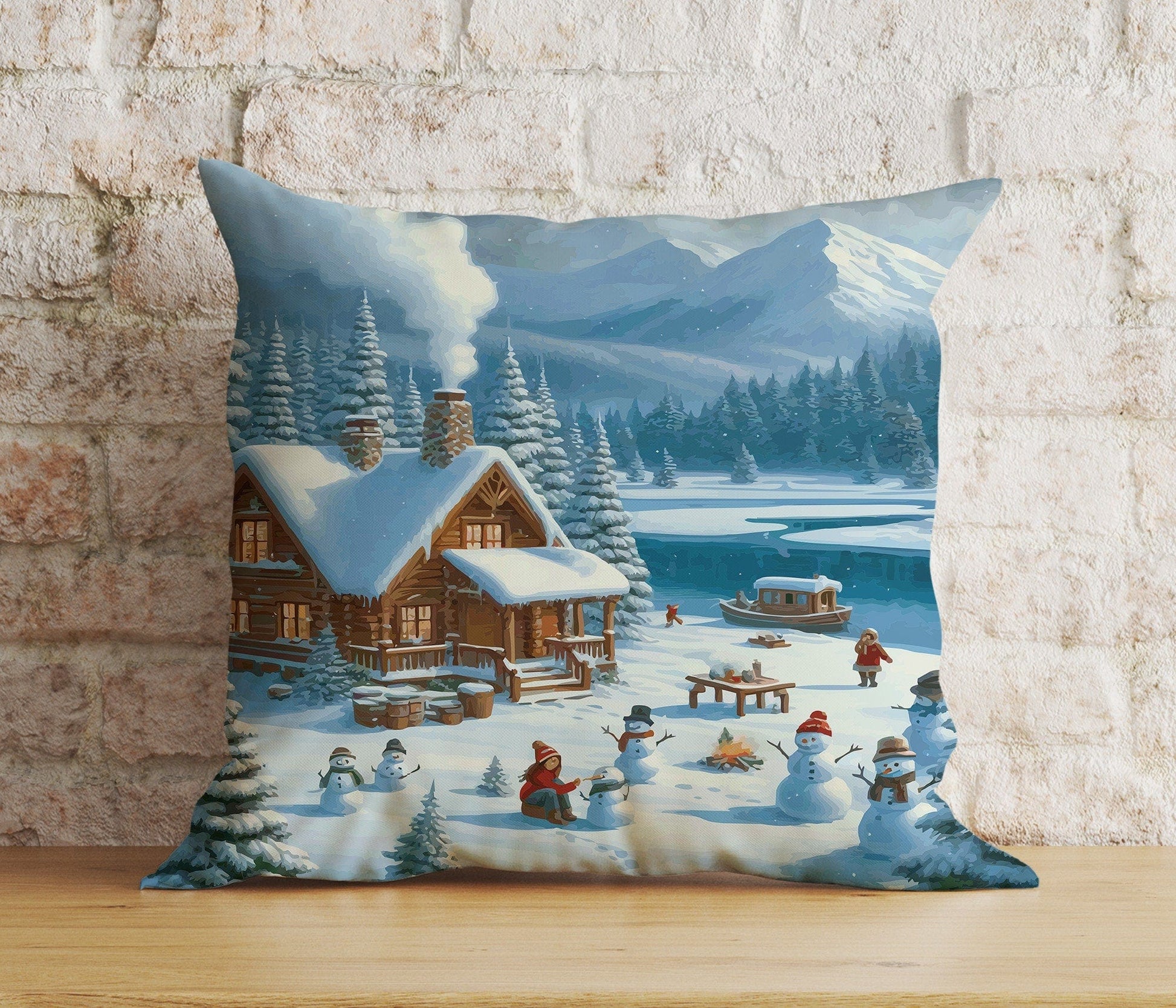 Onay 8 / 12 x 12 inch (30 x 30 cm) Double Side Charming Christmas Village Festive Decor Cushion Covers