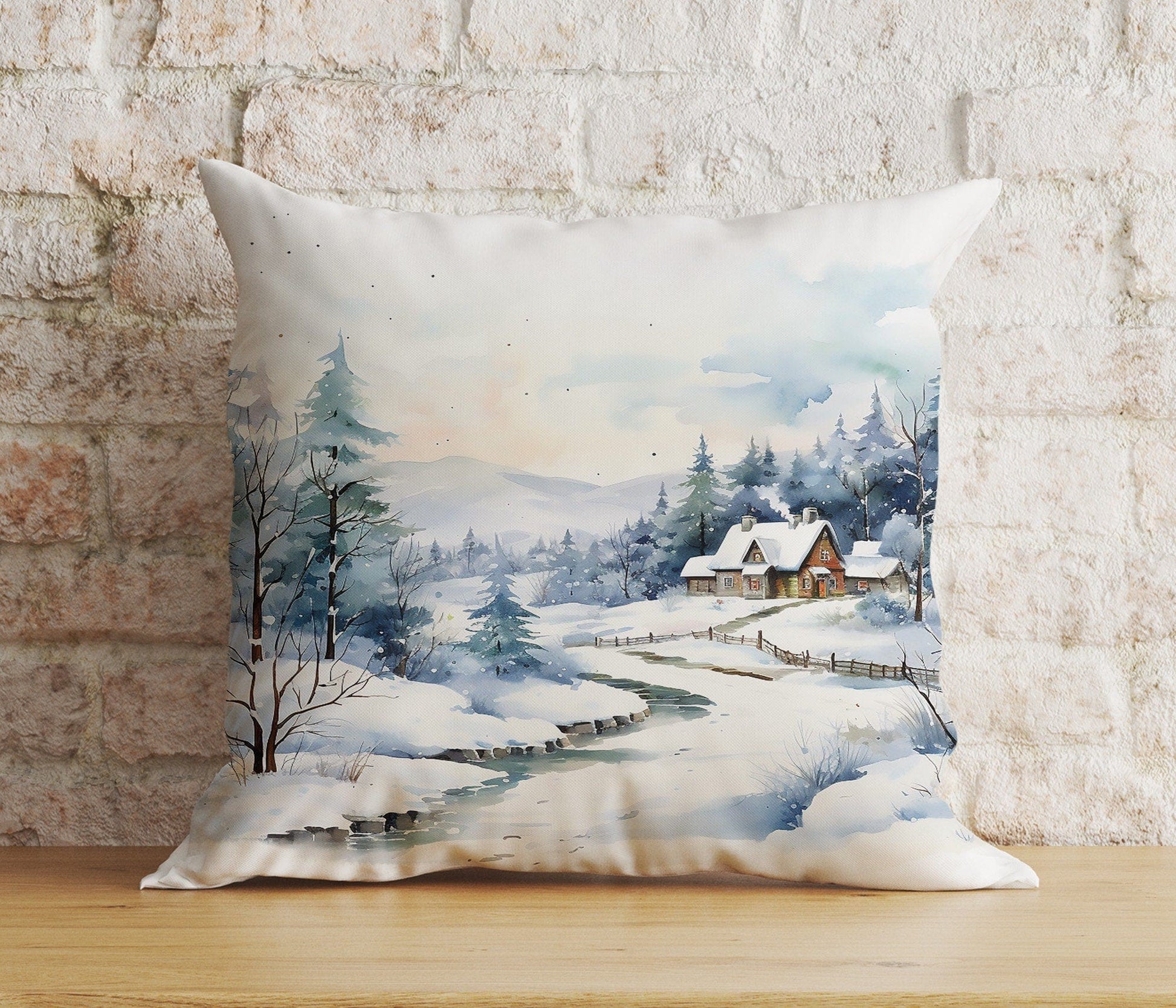 Onay 7 / 12 x 12 inch (30 x 30 cm) Double Side Charming Christmas Village Festive Decor Cushion Covers