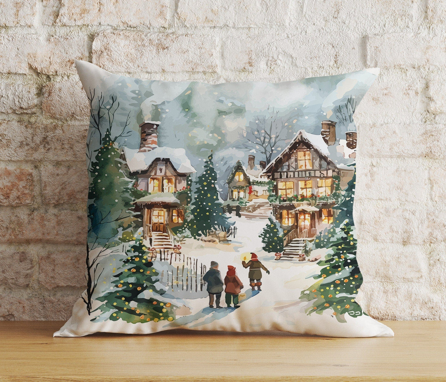 Onay 6 / 12 x 12 inch (30 x 30 cm) Double Side Charming Christmas Village Festive Decor Cushion Covers