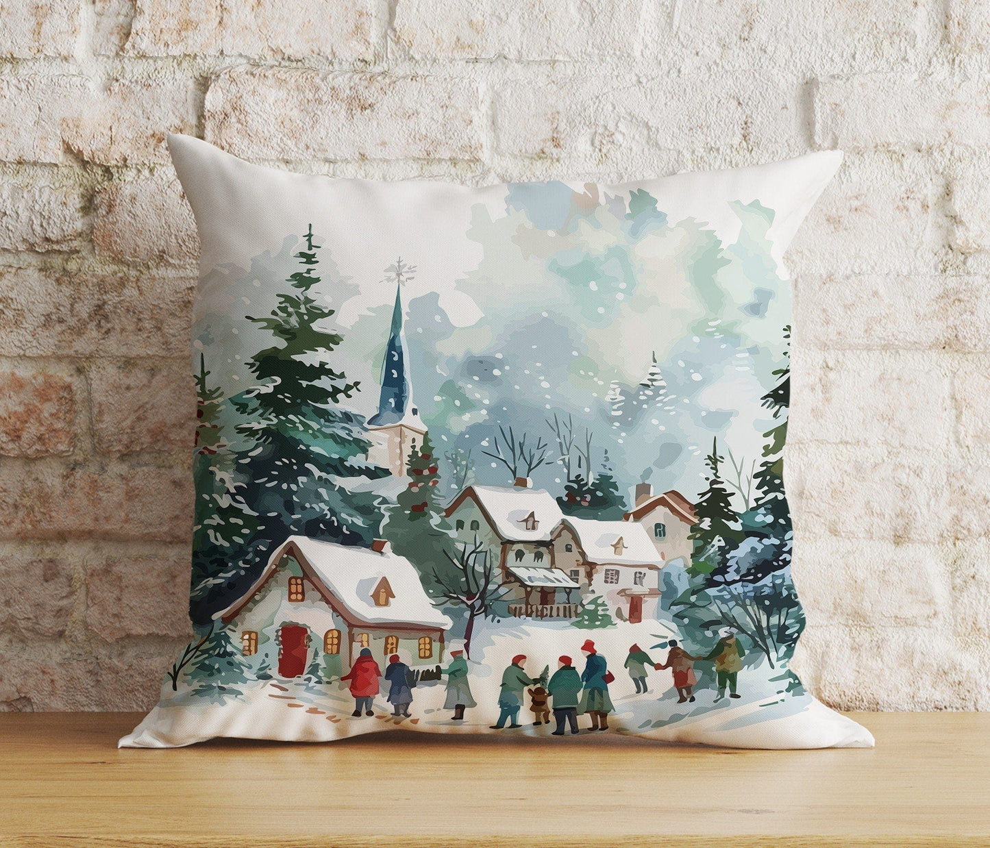 Onay 2 / 12 x 12 inch (30 x 30 cm) Double Side Charming Christmas Village Festive Decor Cushion Covers