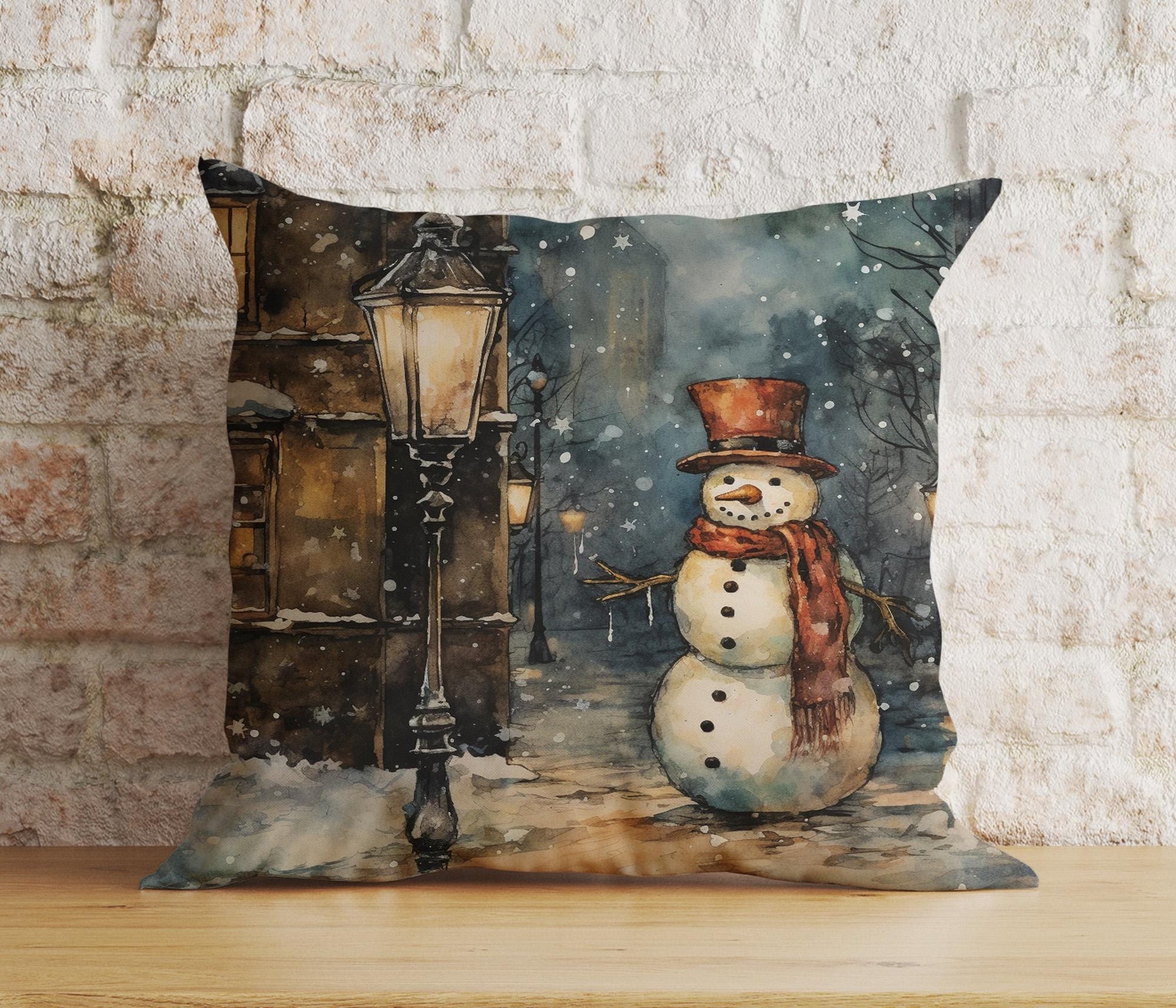 Onay 3 / 12 x 12 inch (30 x 30 cm) Double Side Charming Snowman Xmas Festive Winter Print Cushion Covers