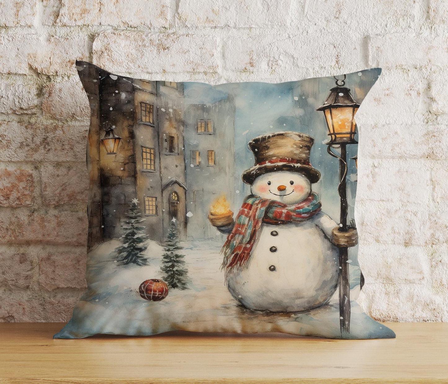Onay 1 / 12 x 12 inch (30 x 30 cm) Double Side Charming Snowman Xmas Festive Winter Print Cushion Covers