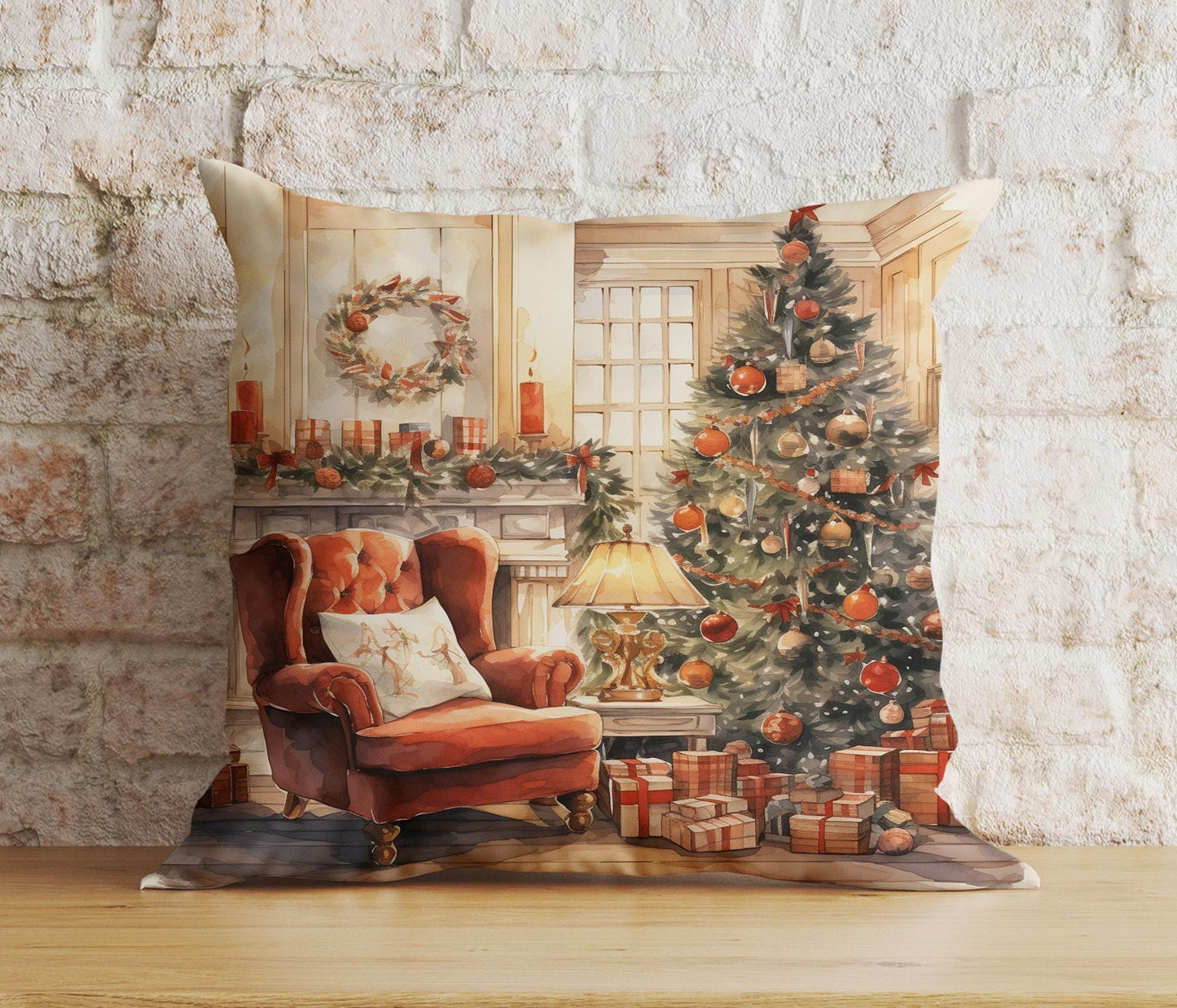 Onay 8 / 12 x 12 inch (30 x 30 cm) Double Side Charming Window Xmas Festive Winter View Cushion Covers