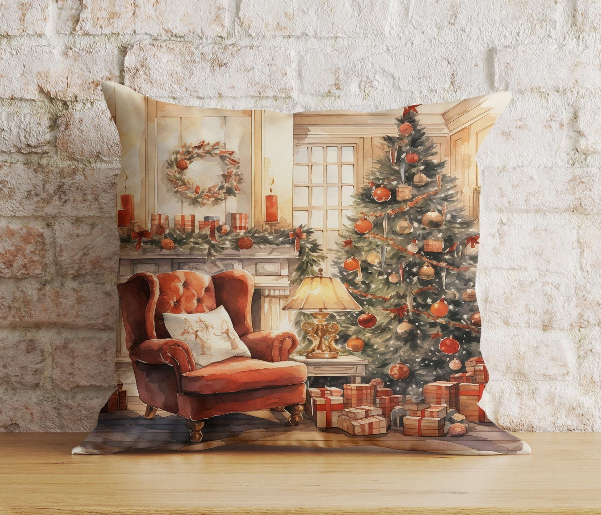 Onay 8 / 12 x 12 inch (30 x 30 cm) Double Side Charming Window Xmas Festive Winter View Cushion Covers
