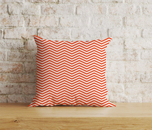 Onay Home Textile Cushion Covers 1 / 12 x 12 inch (30 x 30 cm) Double Side Chevron Red Linen Cushion Covers Zizgzag Linen Pillow Cover