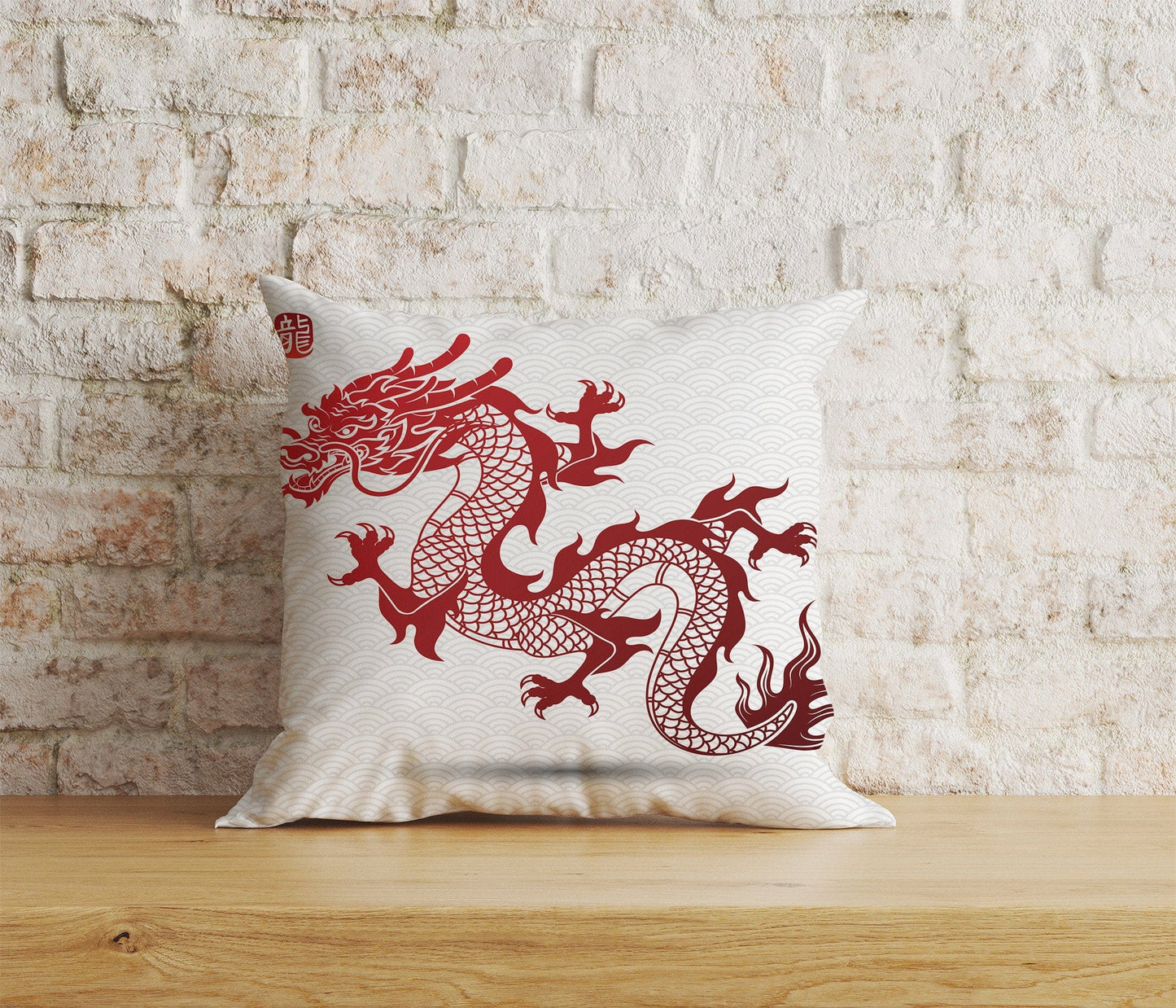 Onay Home Textile Cushion Covers 9 / 12 x 12 inch (30 x 30 cm) Double Side Chinese Dragons Cushion Cover Chinese New Year Pillow Cover