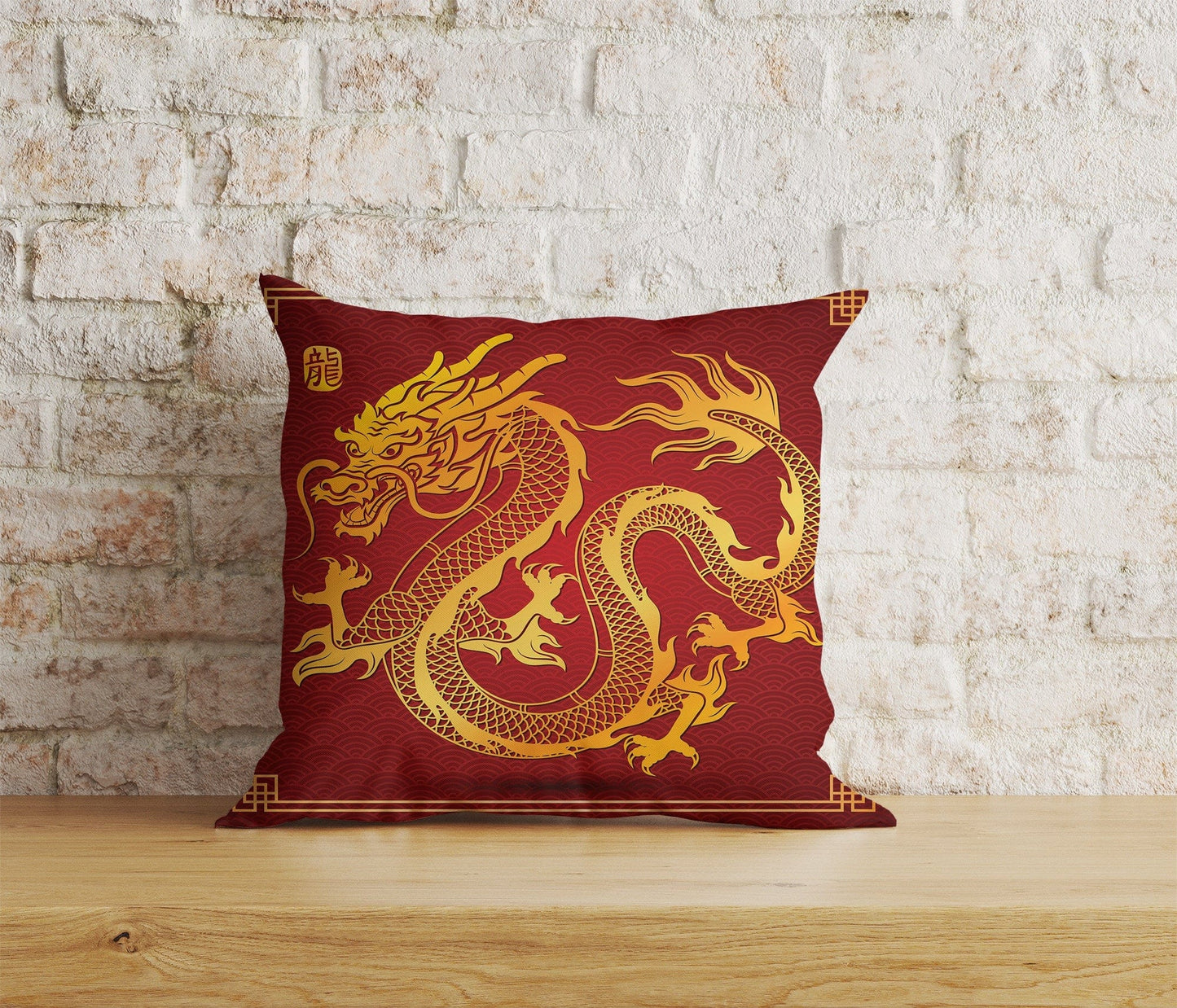 Onay Home Textile Cushion Covers 6 / 12 x 12 inch (30 x 30 cm) Double Side Chinese Dragons Cushion Cover Chinese New Year Pillow Cover