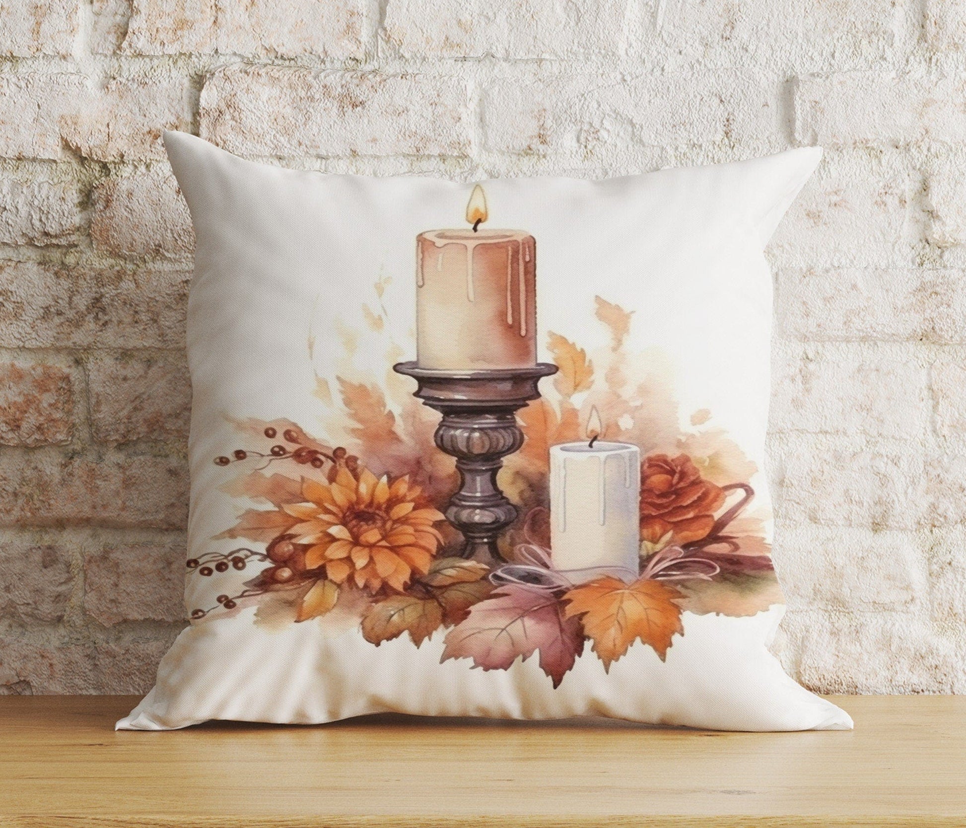 Onay 9 / 12 x 12 inch (30 x 30 cm) Double Side Christmas Candle Xmas & Winter Cozy Noel Cushions Cover