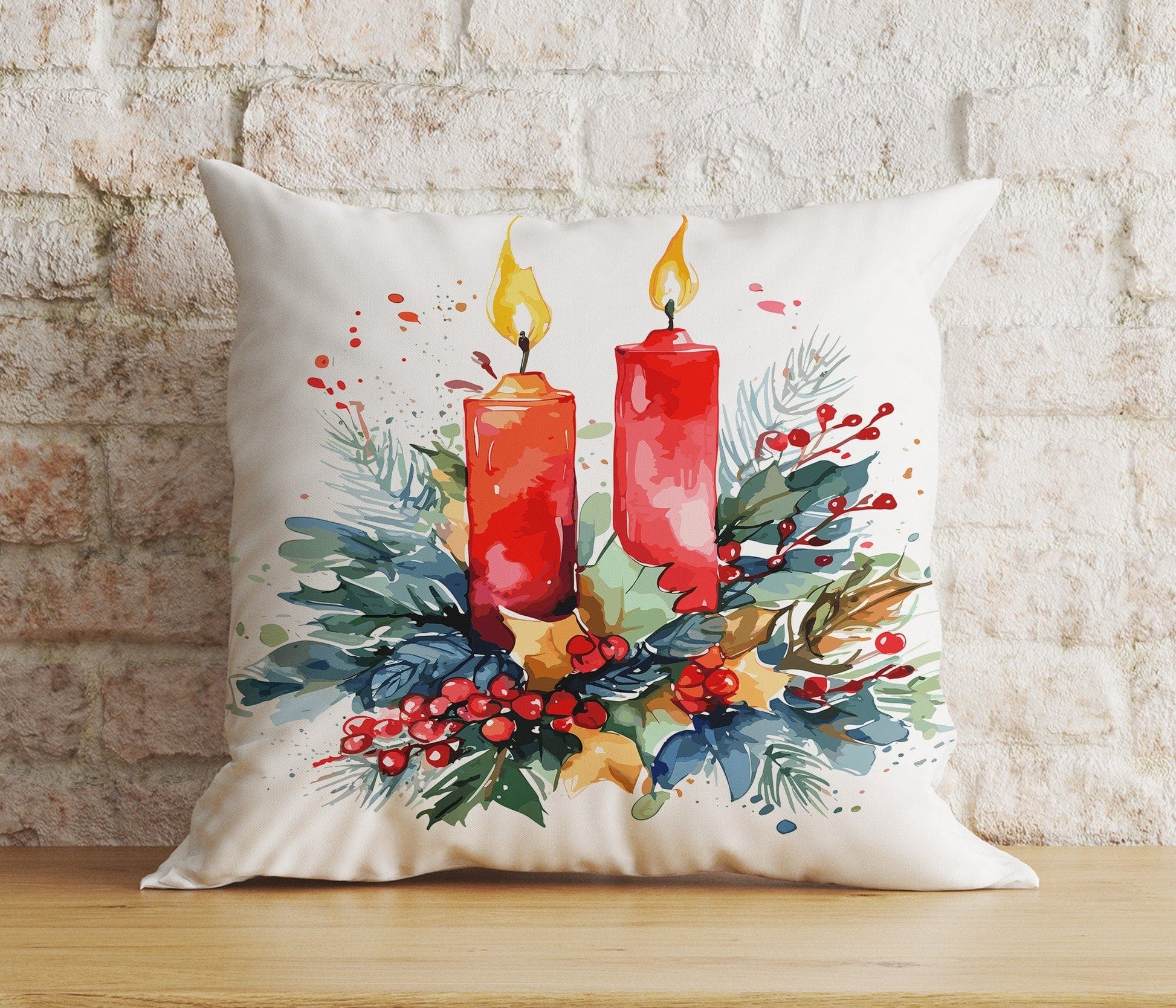 Onay 6 / 12 x 12 inch (30 x 30 cm) Double Side Christmas Candle Xmas & Winter Cozy Noel Cushions Cover