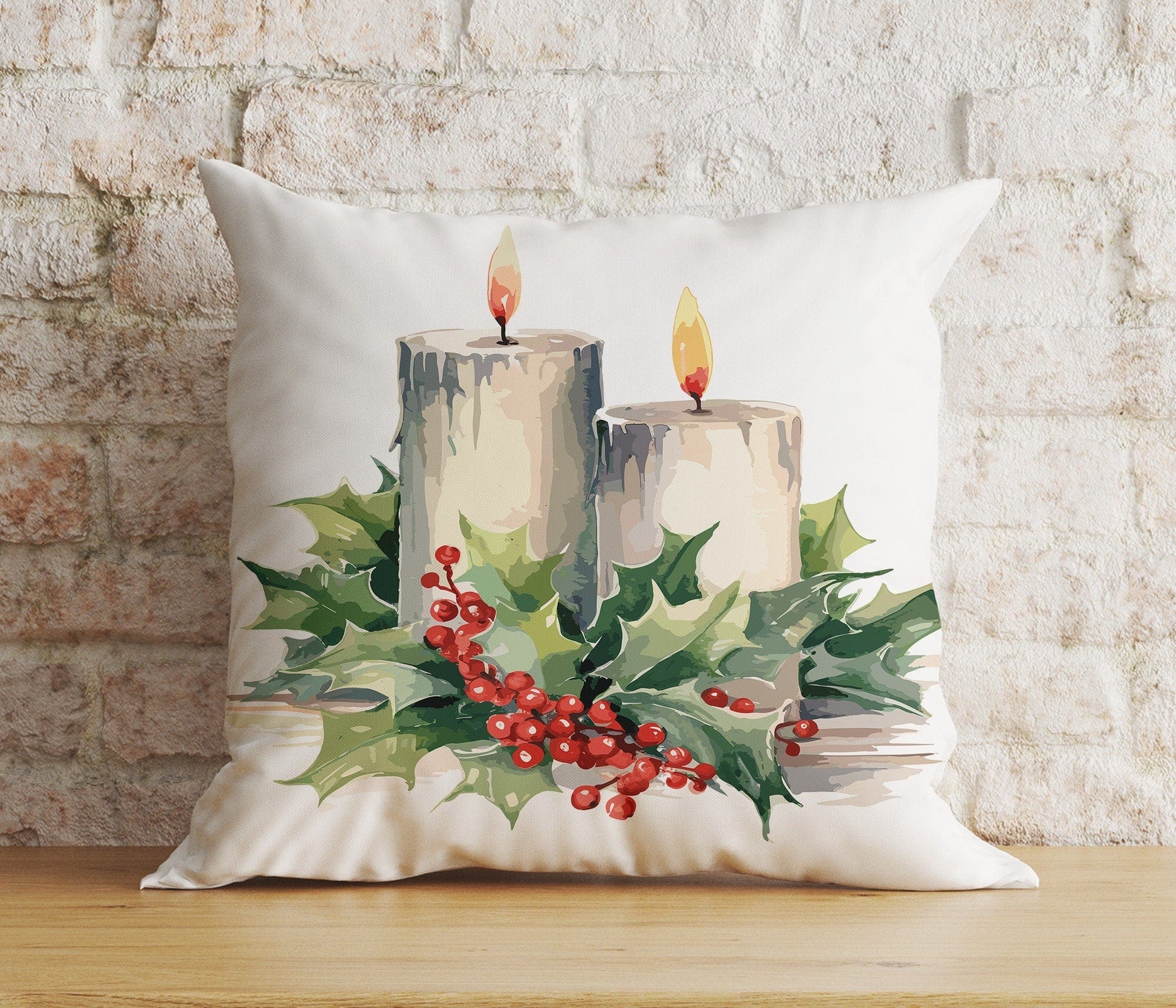 Onay 5 / 12 x 12 inch (30 x 30 cm) Double Side Christmas Candle Xmas & Winter Cozy Noel Cushions Cover