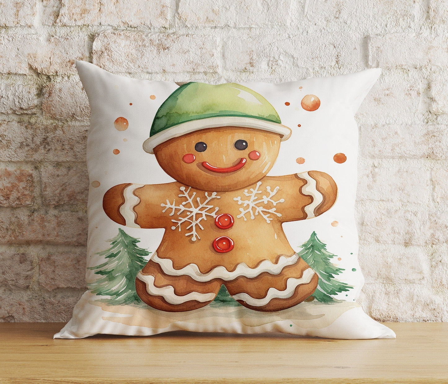 Onay 4 / 12 x 12 inch (30 x 30 cm) Double Side Christmas Cookie Festive Gingerbread Designs Cushion Cover