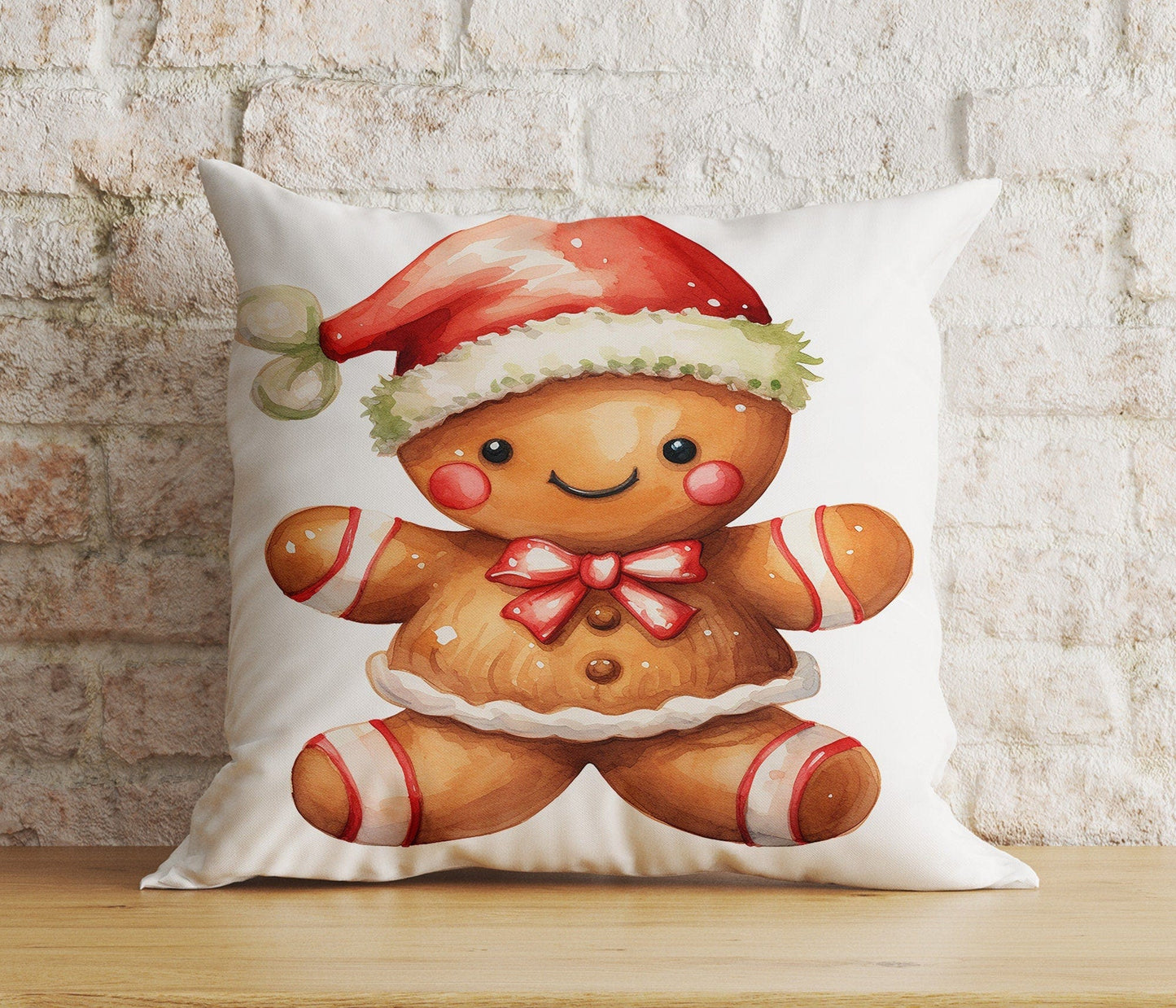 Onay 2 / 12 x 12 inch (30 x 30 cm) Double Side Christmas Cookie Festive Gingerbread Designs Cushion Cover