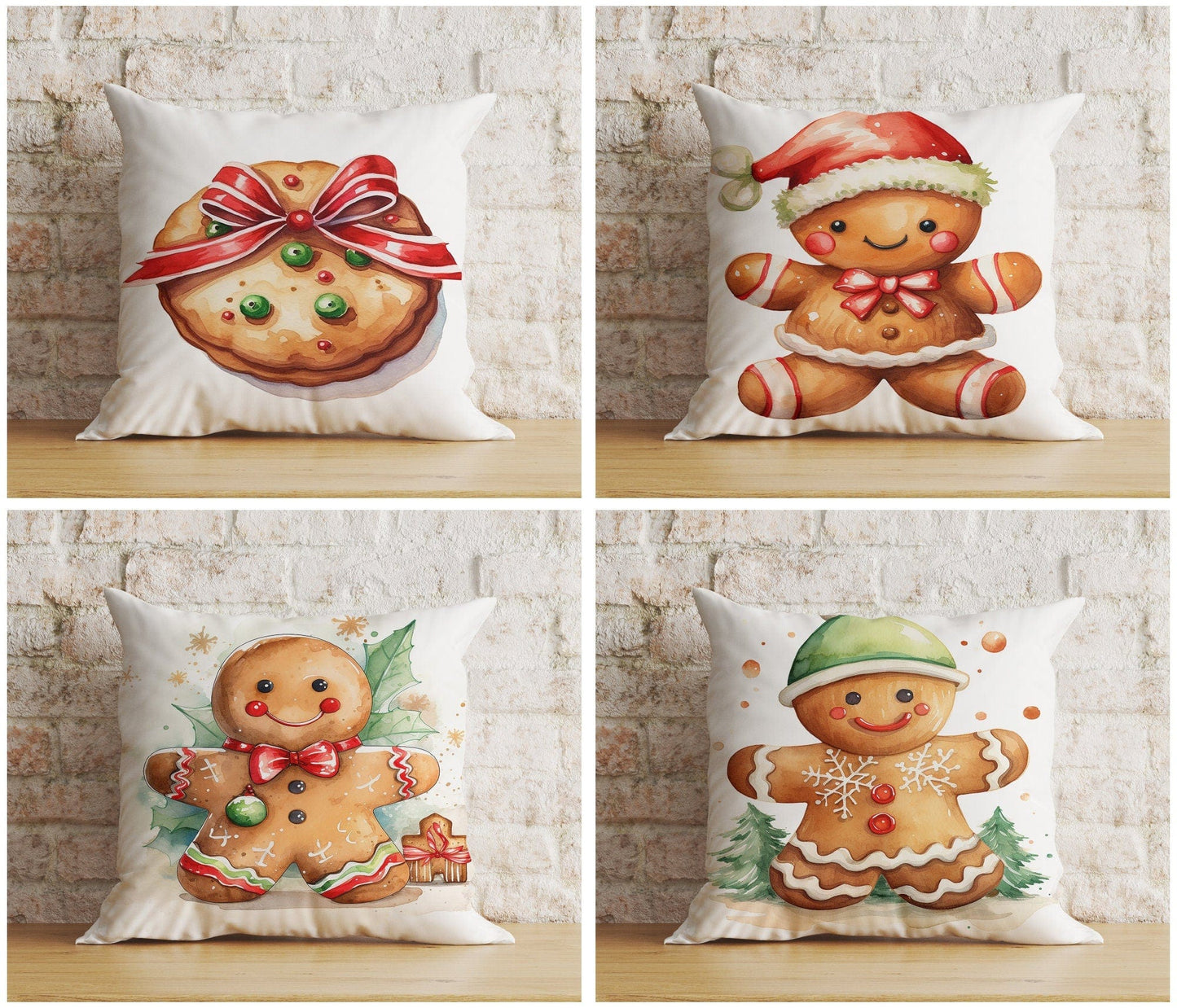Onay Christmas Cookie Festive Gingerbread Designs Cushion Cover