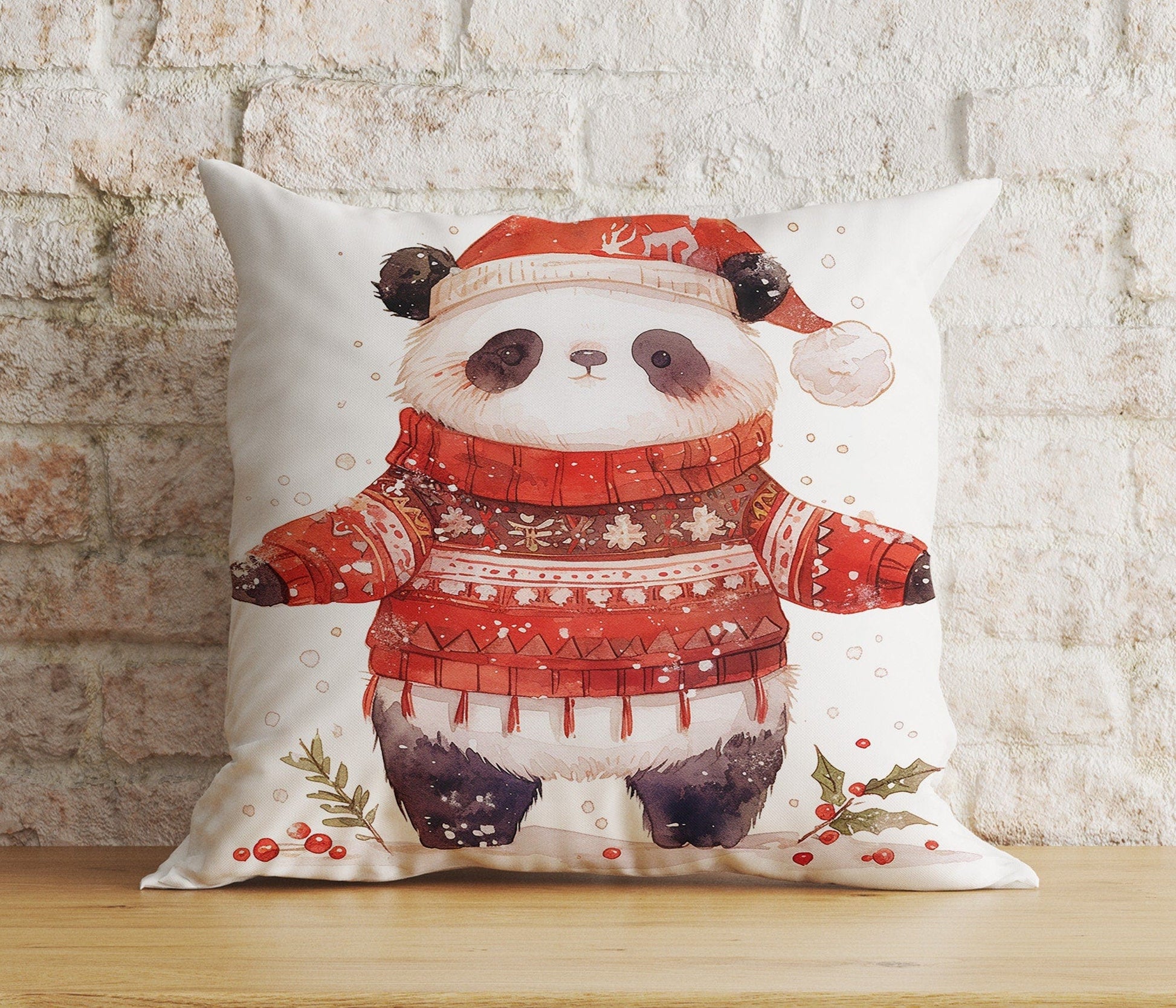 Onay 5 / 12 x 12 inch (30 x 30 cm) Double Side Christmas Cute Animals Santa Hats Festive Cushion Covers
