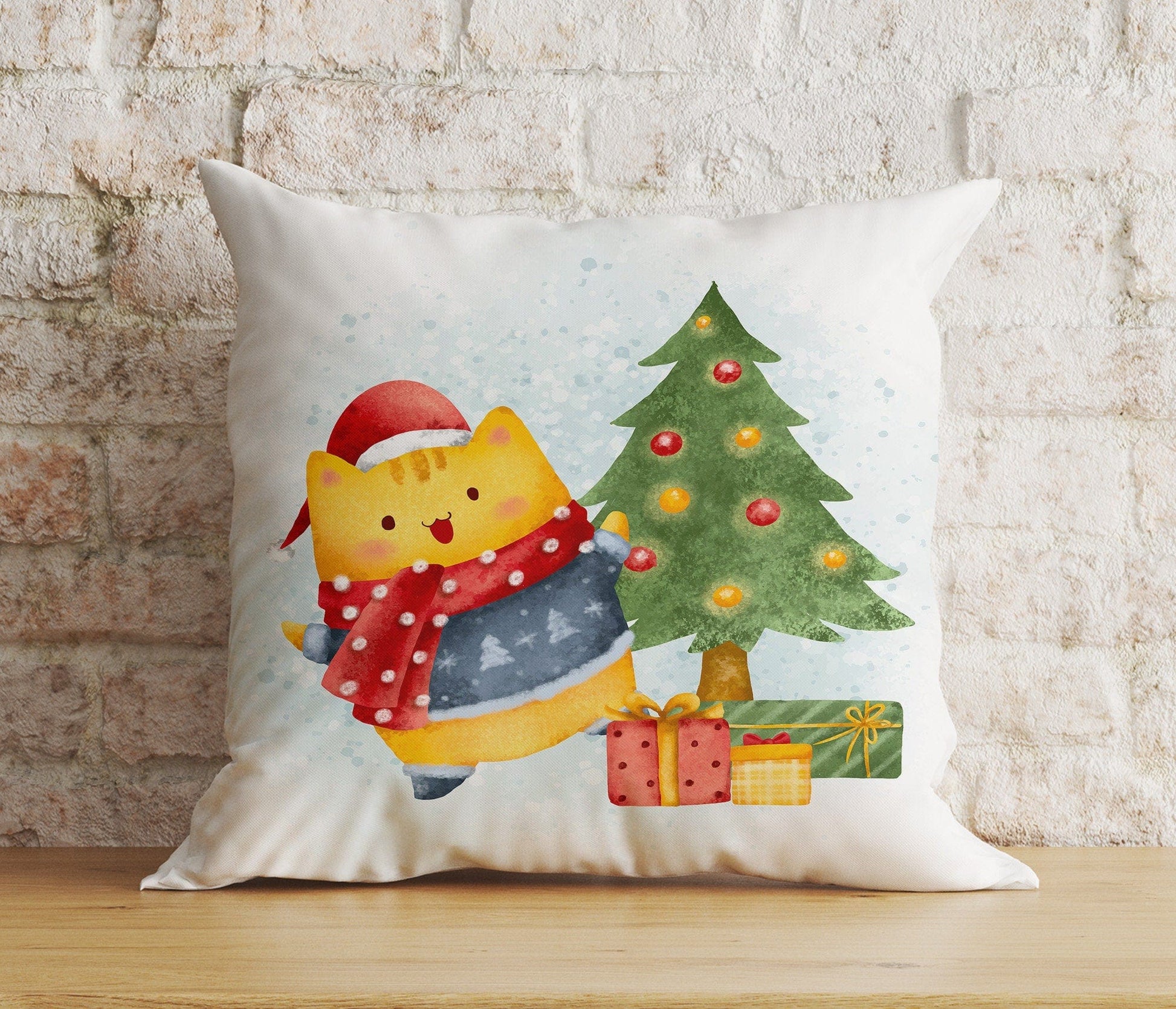 Onay 4 / 12 x 12 inch (30 x 30 cm) Double Side Christmas Cute Bear Penguins Cat Xmas Winter Cushion Cover