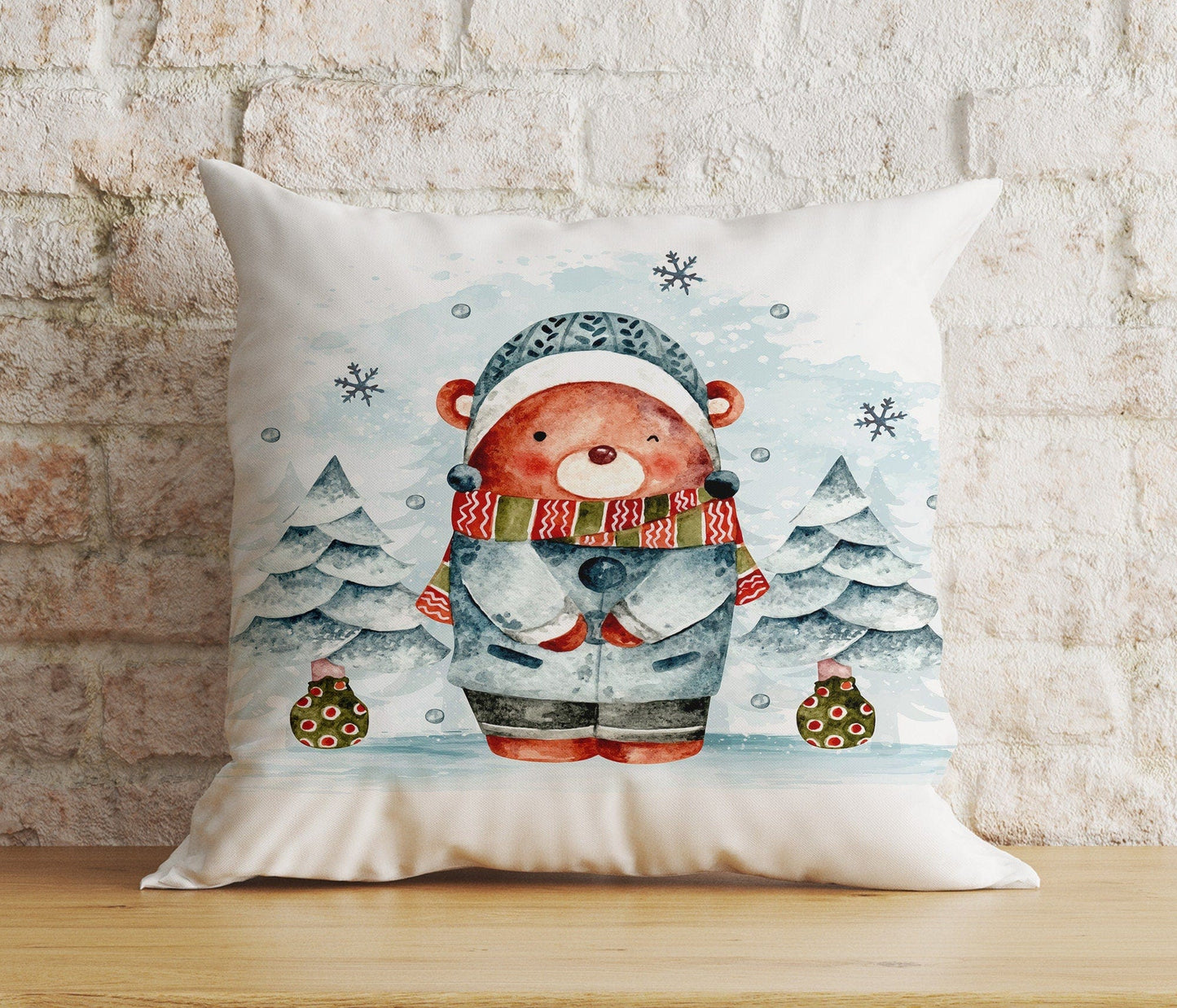 Onay 2 / 12 x 12 inch (30 x 30 cm) Double Side Christmas Cute Bear Penguins Cat Xmas Winter Cushion Cover