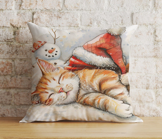 Onay 1 / 12 x 12 inch (30 x 30 cm) Double Side Christmas Cute Kittens in Santa Hats Print Cushion Covers