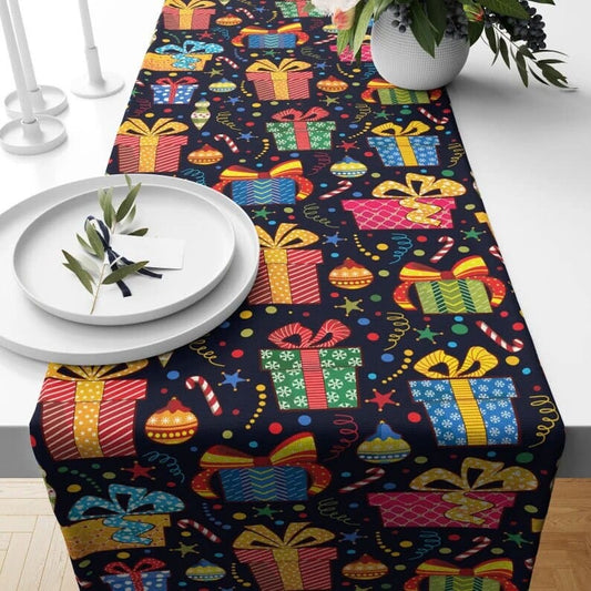 Onay 1 / 12 x 46 inch (30 x 120 cm) Christmas Dark Colorful & Joyful Winter Decor Table Runner