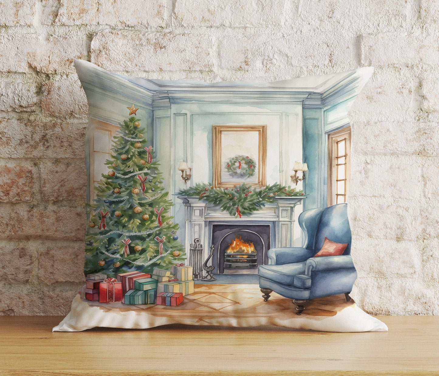 Onay 7 / 12 x 12 inch (30 x 30 cm) Double Side Christmas Gift and Wreath Mantel Living Room Cushion Cover
