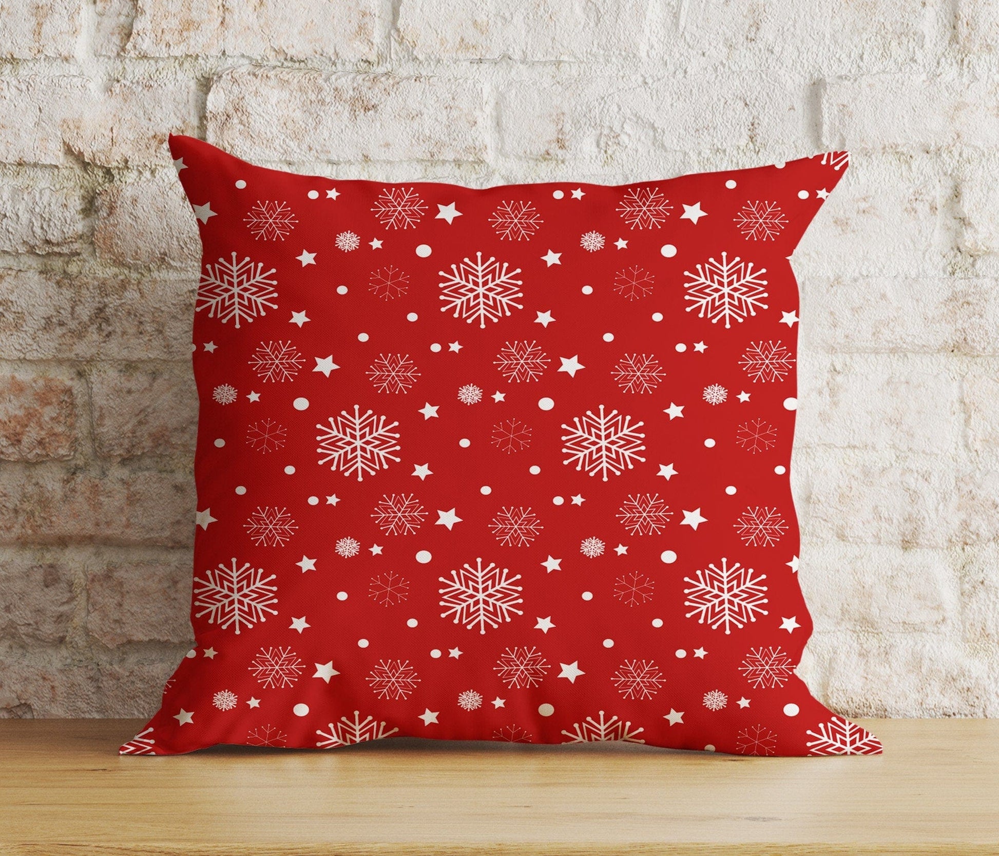 Onay 7 / 12 x 12 inch (30 x 30 cm) Double Side Christmas Holly and Candy Cane Reindeer Red Cushion Cover