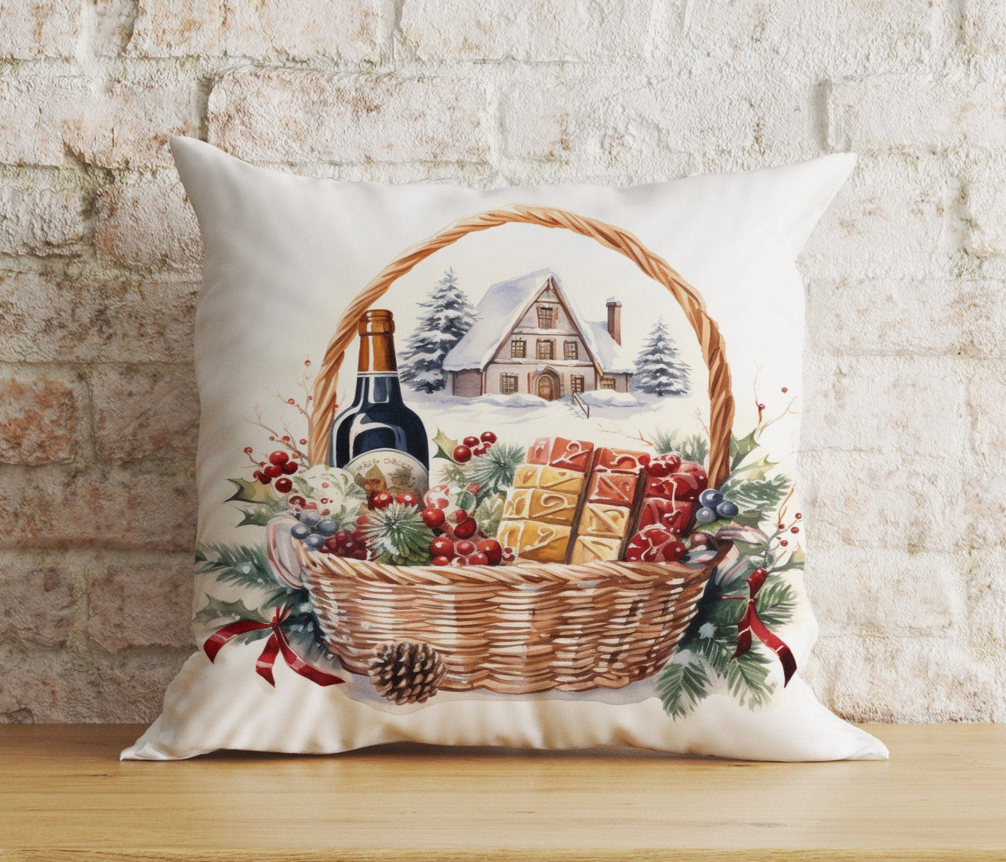 Onay 7 / 12 x 12 inch (30 x 30 cm) Double Side Christmas Horse Gift Box and Santa's Sleigh Cushion Cover